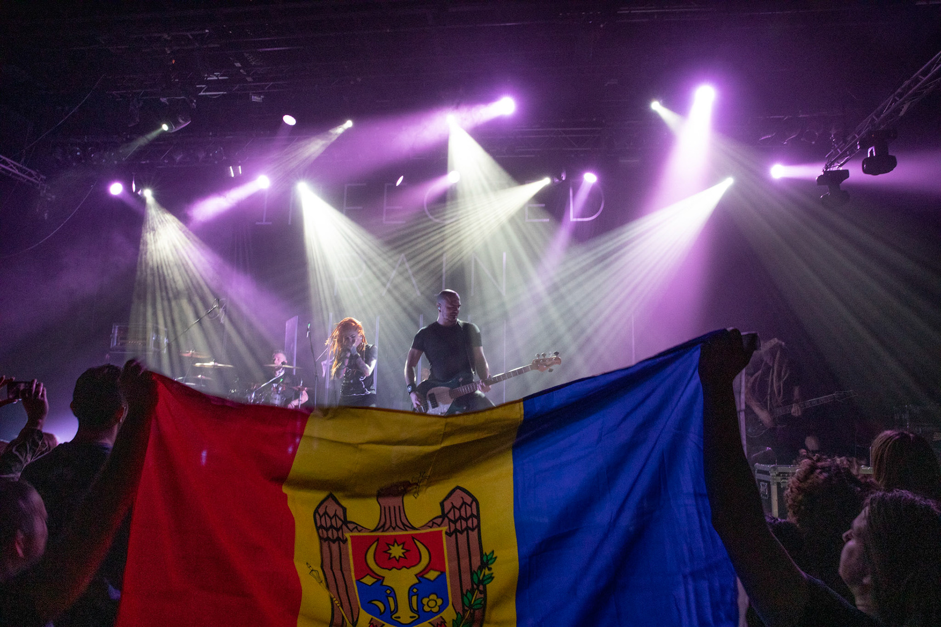 01.03.2019 Infected Rain- koncert warszawska Progresja, Infected Rain Moldovan nu metal, nu metalcore,
Vadim "Vidick" Ozhog - guitars, 
Vladimir Babici - bass, 
Serghei Babici - guitars, 
Eugen Voluta - drums,
Elena "Lena Scissorhands" Cataraga - vocals,