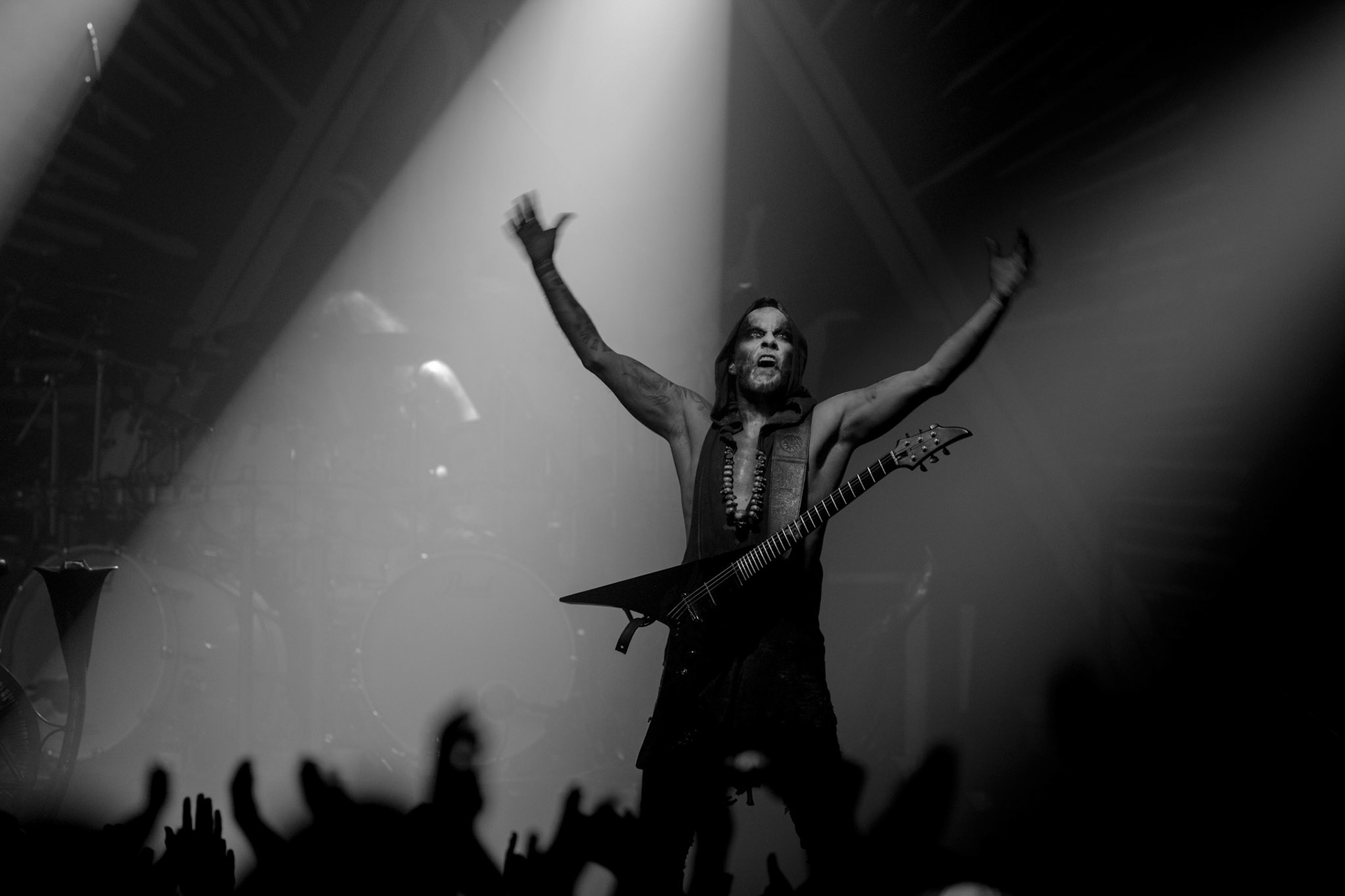 15.12.2017r. Behemoth koncert Merry Christless - Warszawa Progresja, Adam "Nergal" Darski – gitara, wokal prowadzący, 
Zbigniew "Inferno" Promiński – perkusja,
Tomasz "Orion" Wróblewski – gitara basowa, Patryk "Seth" Sztyber – gitara,  fot. Andrzej Wasilkiewicz/Reporter