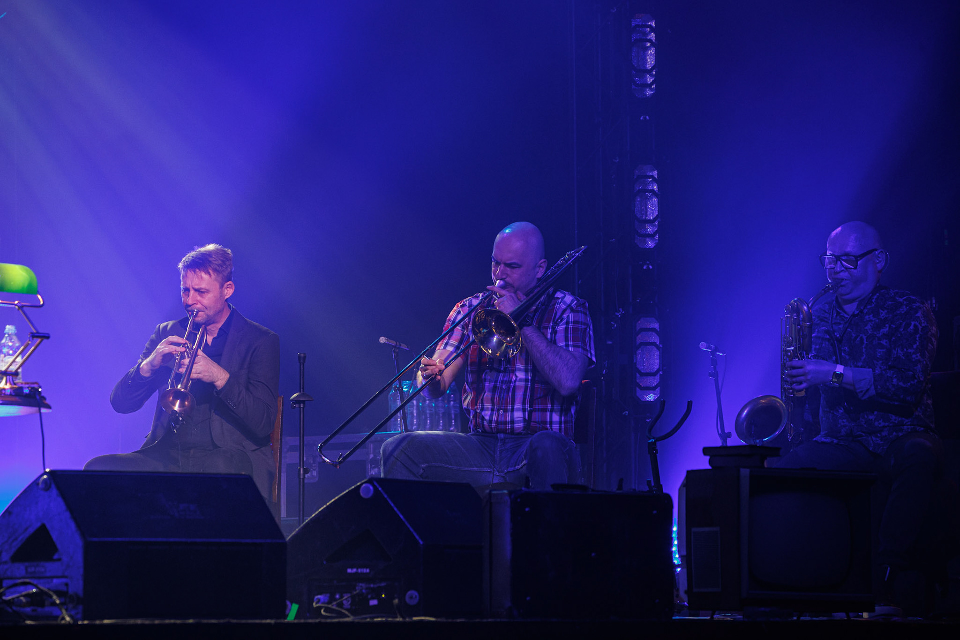 18.03.2022 KULT Akustik - koncert Warszawa klub Stodola,  n/z Janusz Zdunek trabka,n/z Mariusz Godzina saksofony,n/z Jaroslaw Wazny puzon,Rock, rock progresywny, rock alternatywny, punk, nowa fala, polski rock.fot. Andrzej kaziq Wasilkiewicz/Reporter