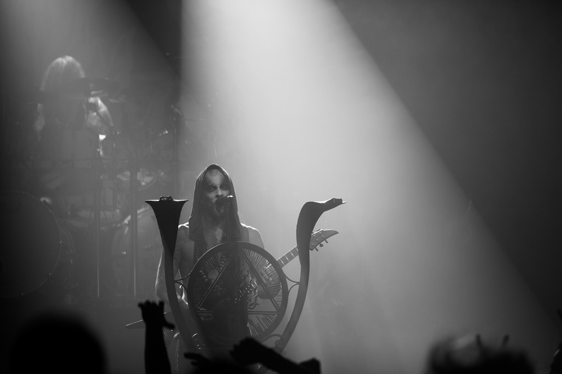 15.12.2017r. Behemoth koncert Merry Christless - Warszawa Progresja, Adam "Nergal" Darski – gitara, wokal prowadzący, 
Zbigniew "Inferno" Promiński – perkusja,
Tomasz "Orion" Wróblewski – gitara basowa, Patryk "Seth" Sztyber – gitara,  fot. Andrzej Wasilkiewicz/Reporter