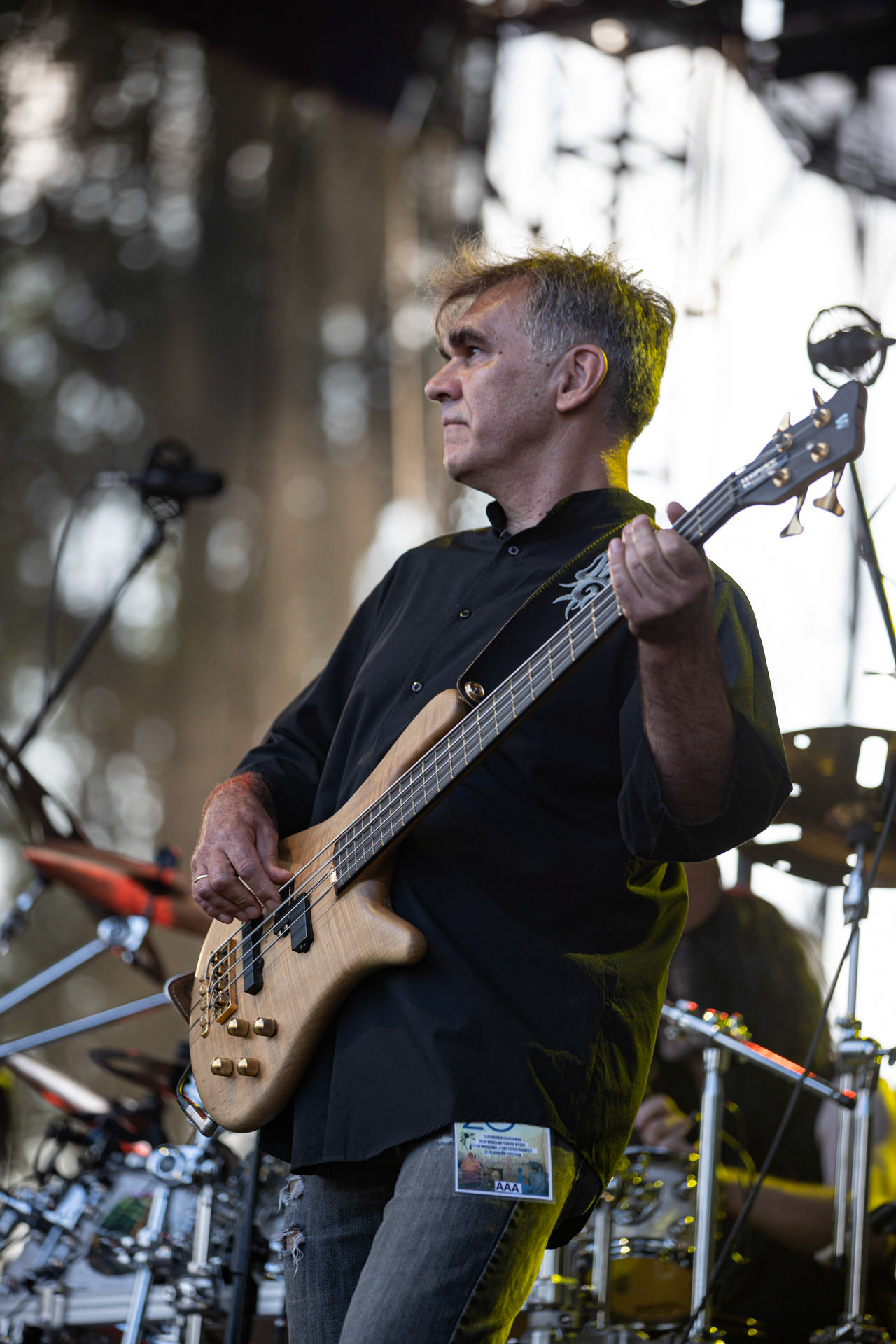 21.08.2021 koncert Collage w Warszawie,Letnia scena Progresji, Gramy do Woli.n/z Piotr „Mintay” Witkowski – bass,Fot. Andrzej Wasilkiewicz/Reporter