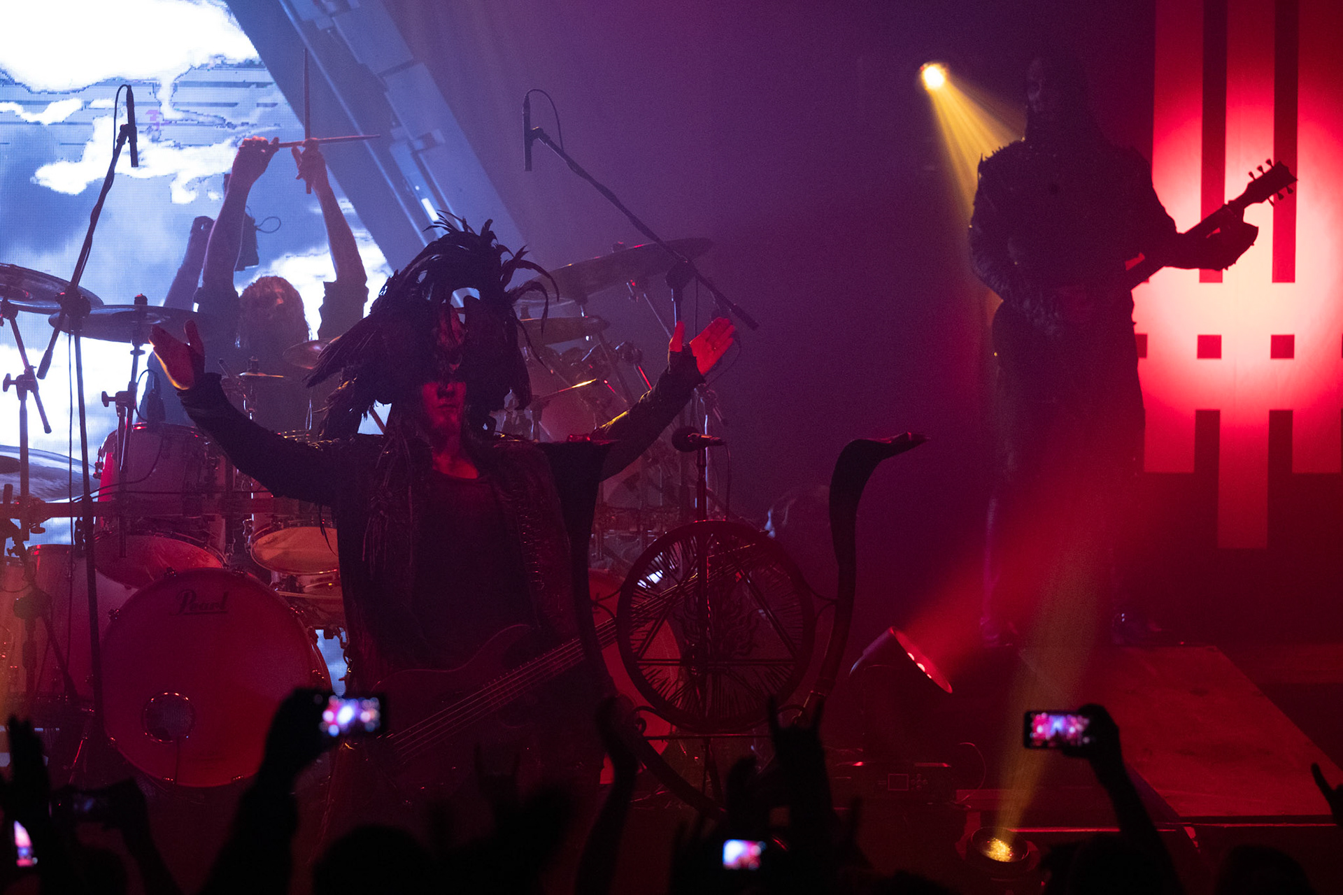 14.12.2018r. Behemoth koncert Merry Christless - Warszawa Progresja, Adam "Nergal" Darski – gitara, wokal prowadzący, 
Zbigniew "Inferno" Promiński – perkusja,
Tomasz "Orion" Wróblewski – gitara basowa, Patryk "Seth" Sztyber – gitara,  fot. Andrzej Wasilkiewicz/Reporter