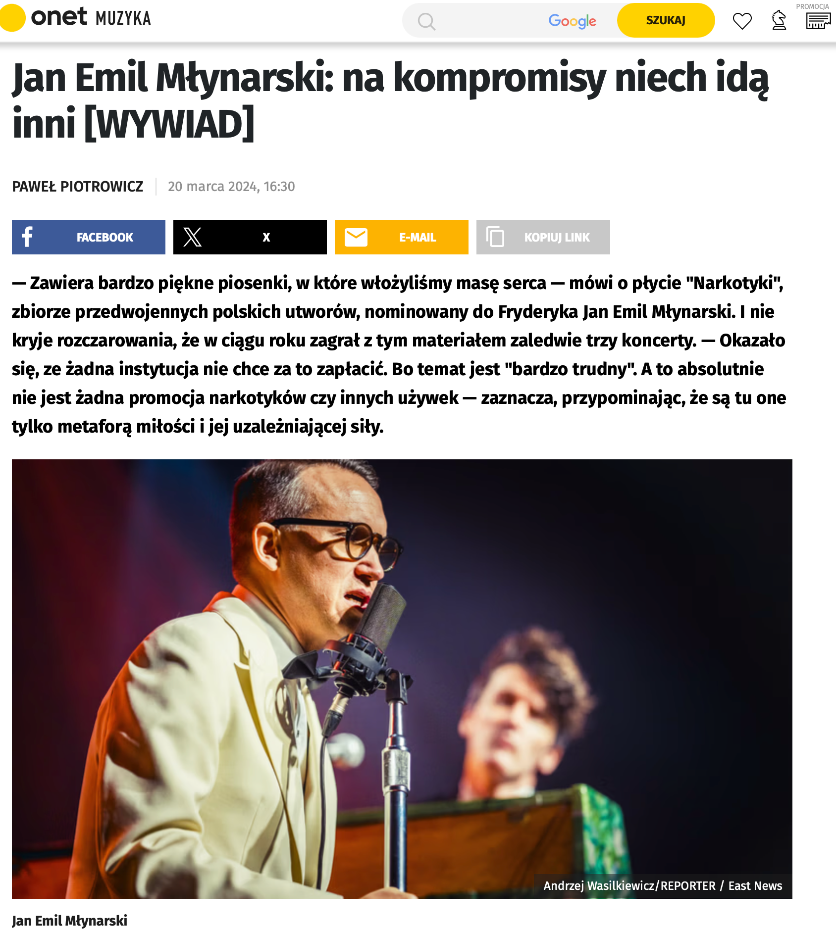 Jan Emil Młynarski: na kompromisy niech idą inni