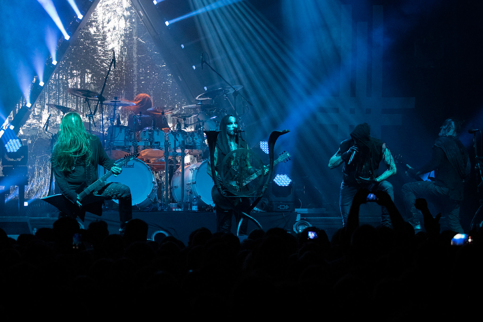 14.12.2018r. Behemoth koncert Merry Christless - Warszawa Progresja, Adam "Nergal" Darski – gitara, wokal prowadzący, 
Zbigniew "Inferno" Promiński – perkusja,
Tomasz "Orion" Wróblewski – gitara basowa, Patryk "Seth" Sztyber – gitara, Niklas Kvarforth - voc. fot. Andrzej Wasilkiewicz/Reporter