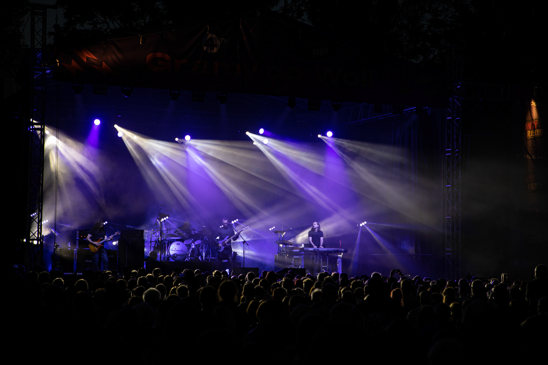 21.08.2021 koncert Riverside 20 lecie w Warszawie,Letnia scena Progresji, Gramy do Woli.n/z Mariusz Duda – bass, wokal,n/z Piotr Kozieradzki – perkusja,n/z Michal Lapaj – instrumenty klawiszowe, wokal,n/z Maciej Meller - gitara,Fot. Andrzej Wasilkiewicz/Reporter