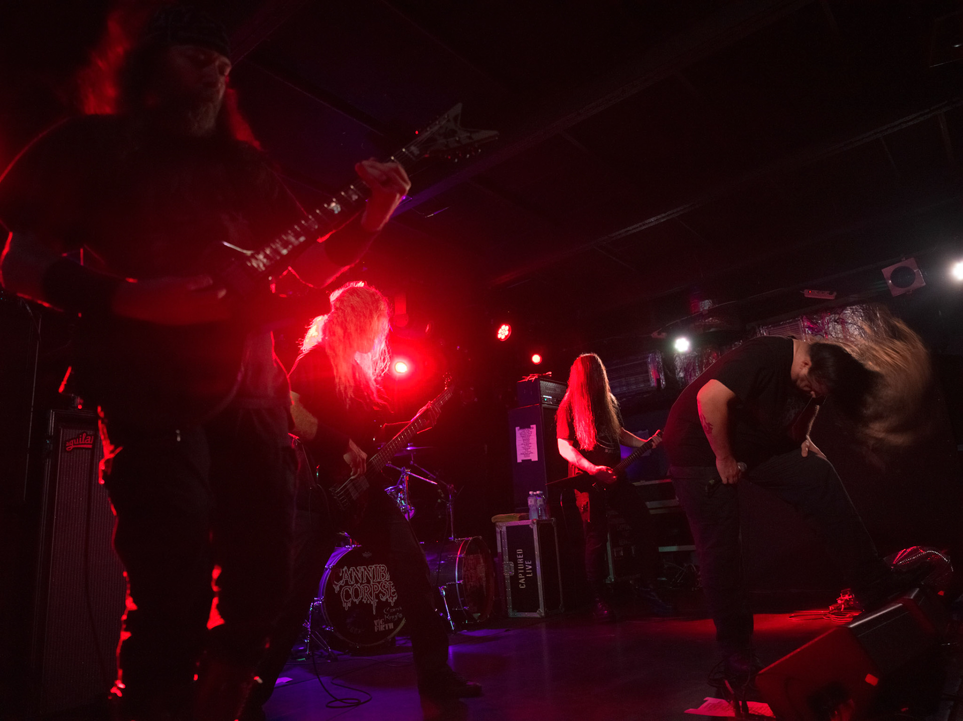 23.07.2018r. Cannibal Corpse koncert promujacy Red Before Black, Warszawa Proxima, George "Corpsegrinder" Fisher wokal
Pat O'Brien git.
Paul Mazurkiewicz perkusja
Rob Barrett git
Alex Webster bass, knockoutproduction, fot. Andrzej Wasilkiewicz/Reporter