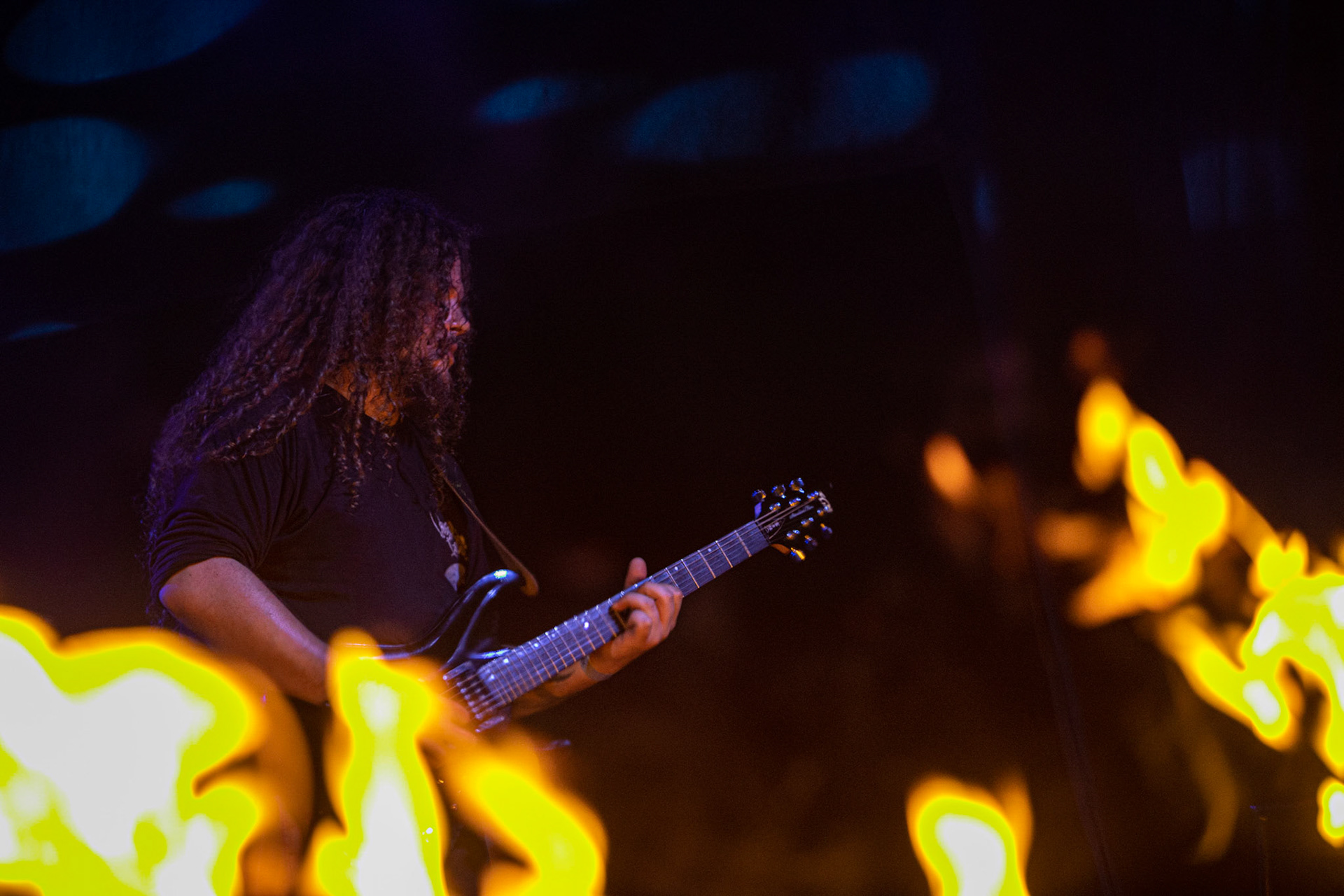 12.09.2021 - KAT i Roman Kostrzewski - koncert "Do zobaczenia w piekle" Wroclaw, Centrum Koncertowe A2.  Jacek Hiro – gitara,fot. Andrzej kaziq Wasilkiewicz