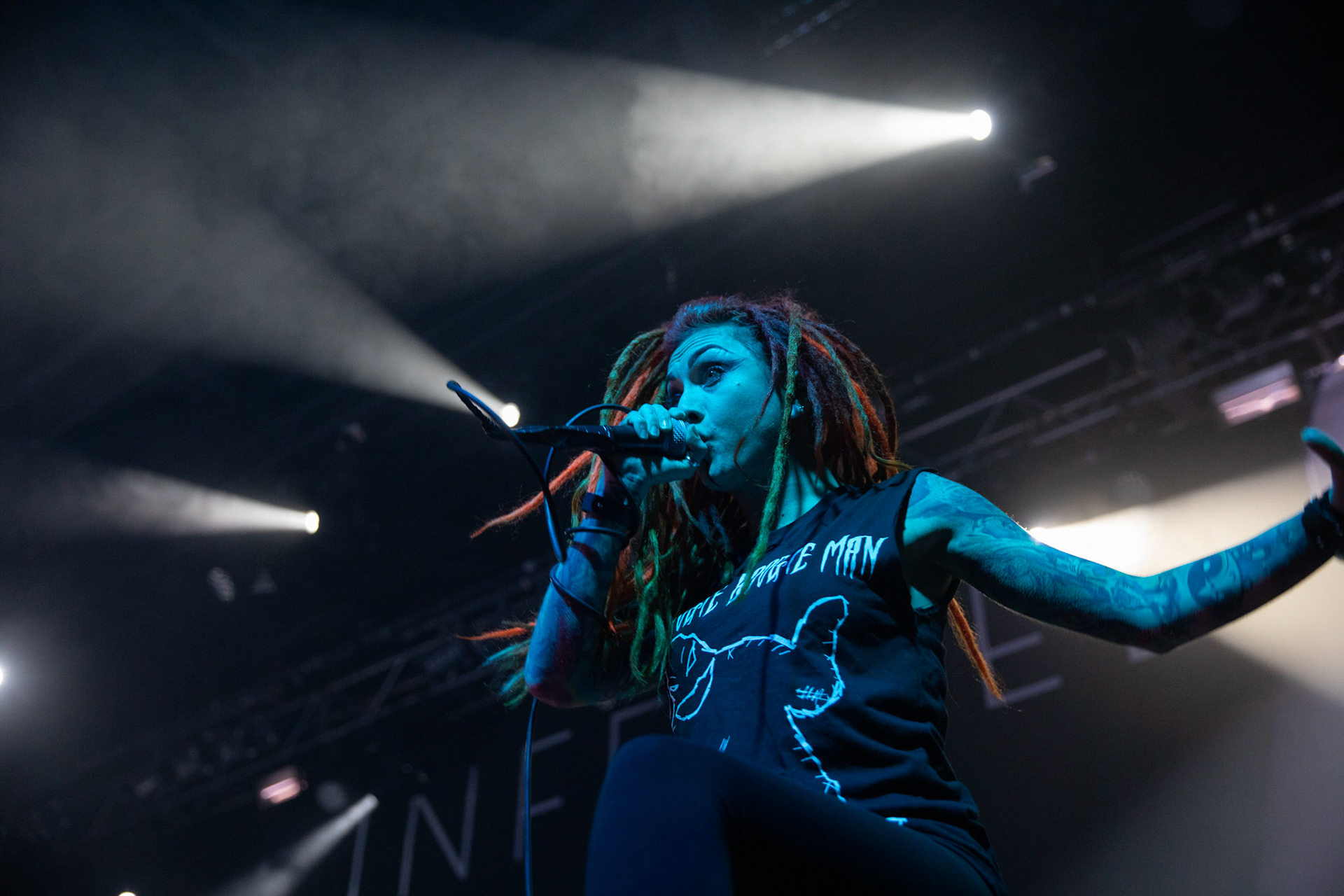 01.03.2019 Infected Rain- koncert warszawska Progresja, Infected Rain Moldovan nu metal, nu metalcore,
Vadim "Vidick" Ozhog - guitars, 
Vladimir Babici - bass, 
Serghei Babici - guitars, 
Eugen Voluta - drums,
Elena "Lena Scissorhands" Cataraga - vocals,