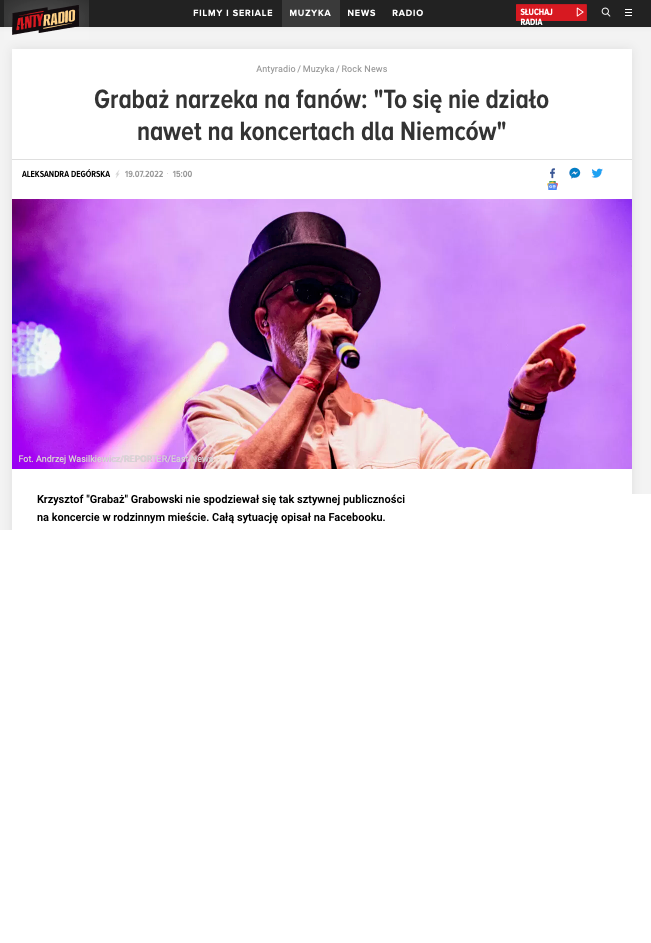 Grabaż narzeka na fanów