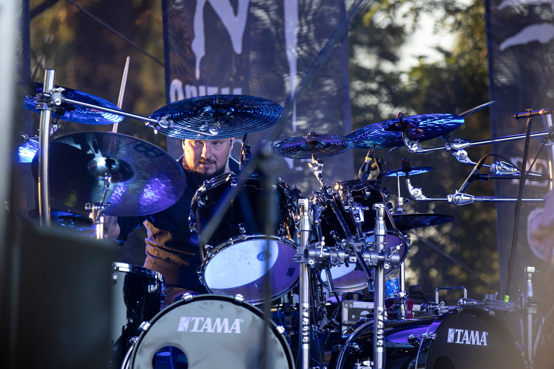 Hunter - postpandemoniczny koncert z okazji XXXV-lecia.Progresja - Gramy do Woli, Warszawa.Dariusz „Daray” Brzozowski – perkusja, Letnia Scena Progresji.fot. Andrzej Wasilkiewicz/Reporter