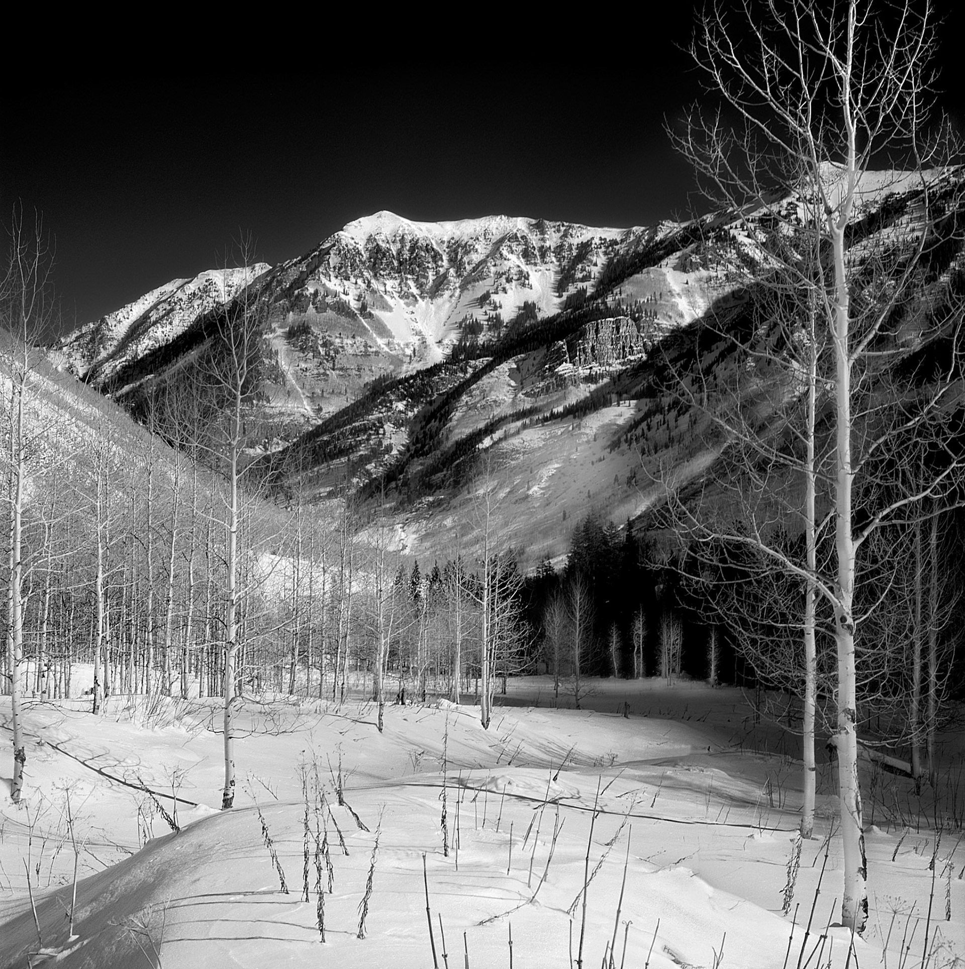 Shot  on FP4  with a hassy in aspen Calorado in 04 For H/F studios scand with 2450 using silver fast
