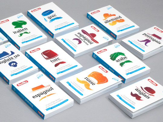 Illustration, design d'edition pour la collection de guide de conversation Berlitz
