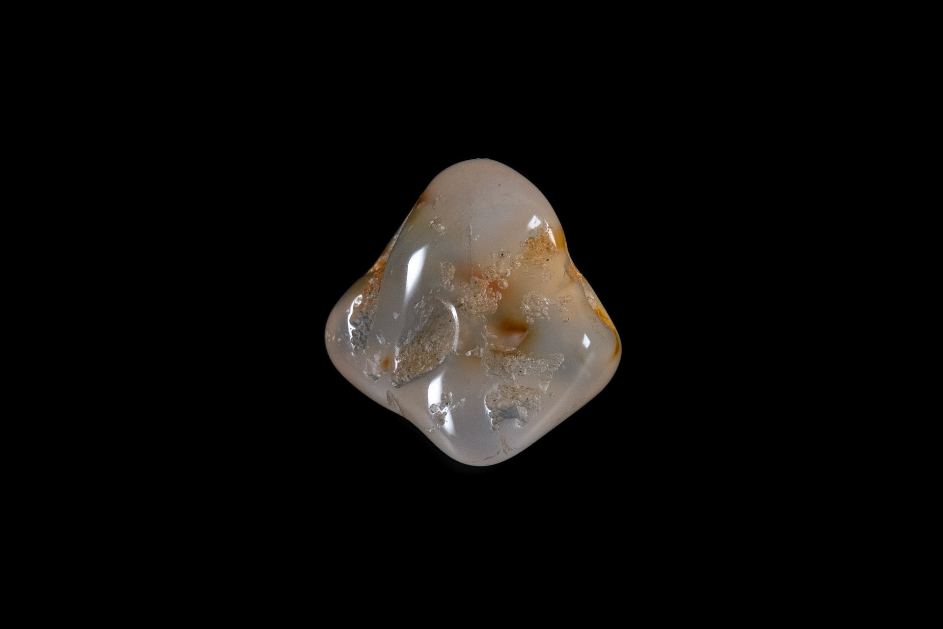 White Carnelian Mineral on Black
