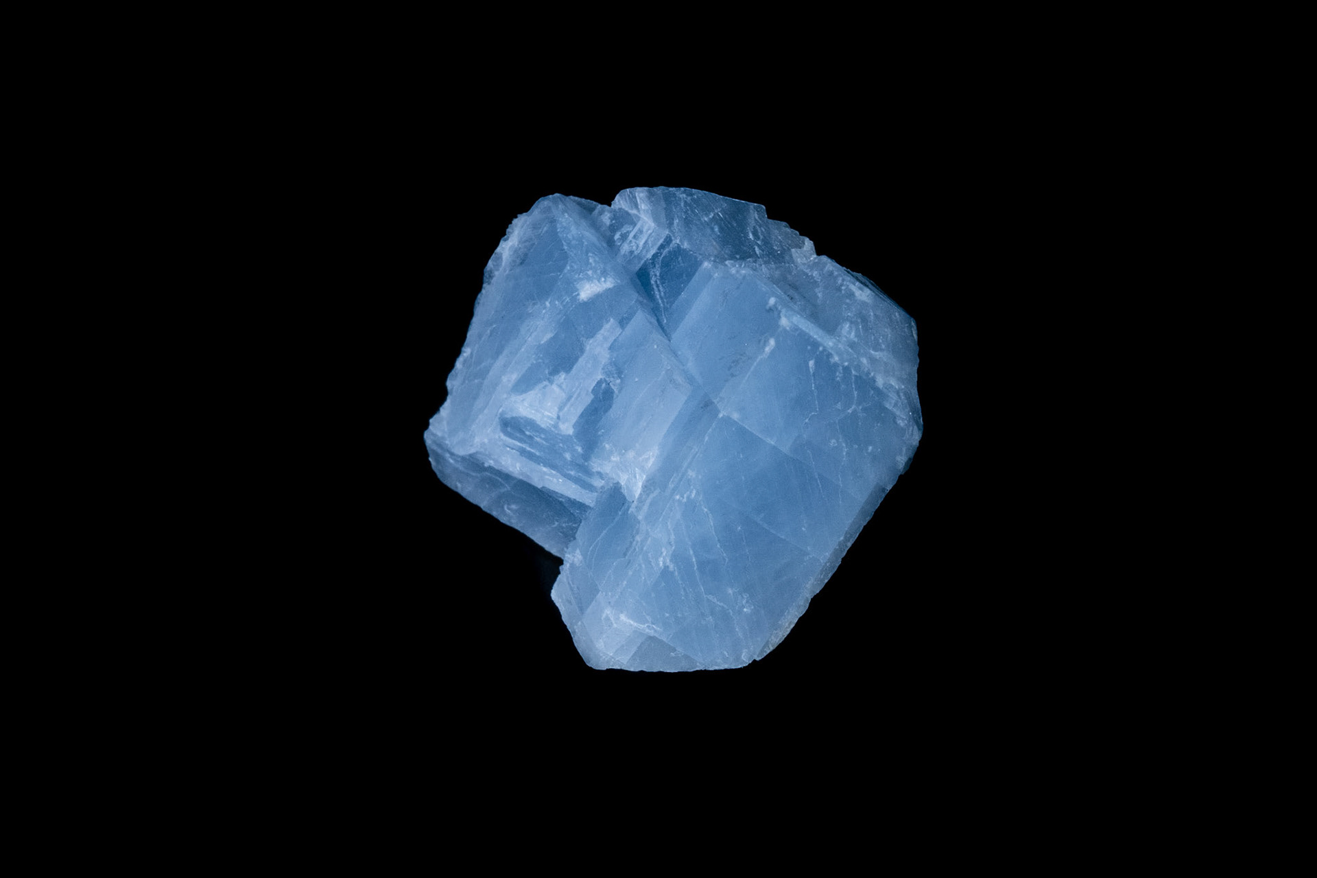 Blue Calcite Mineral on Black
