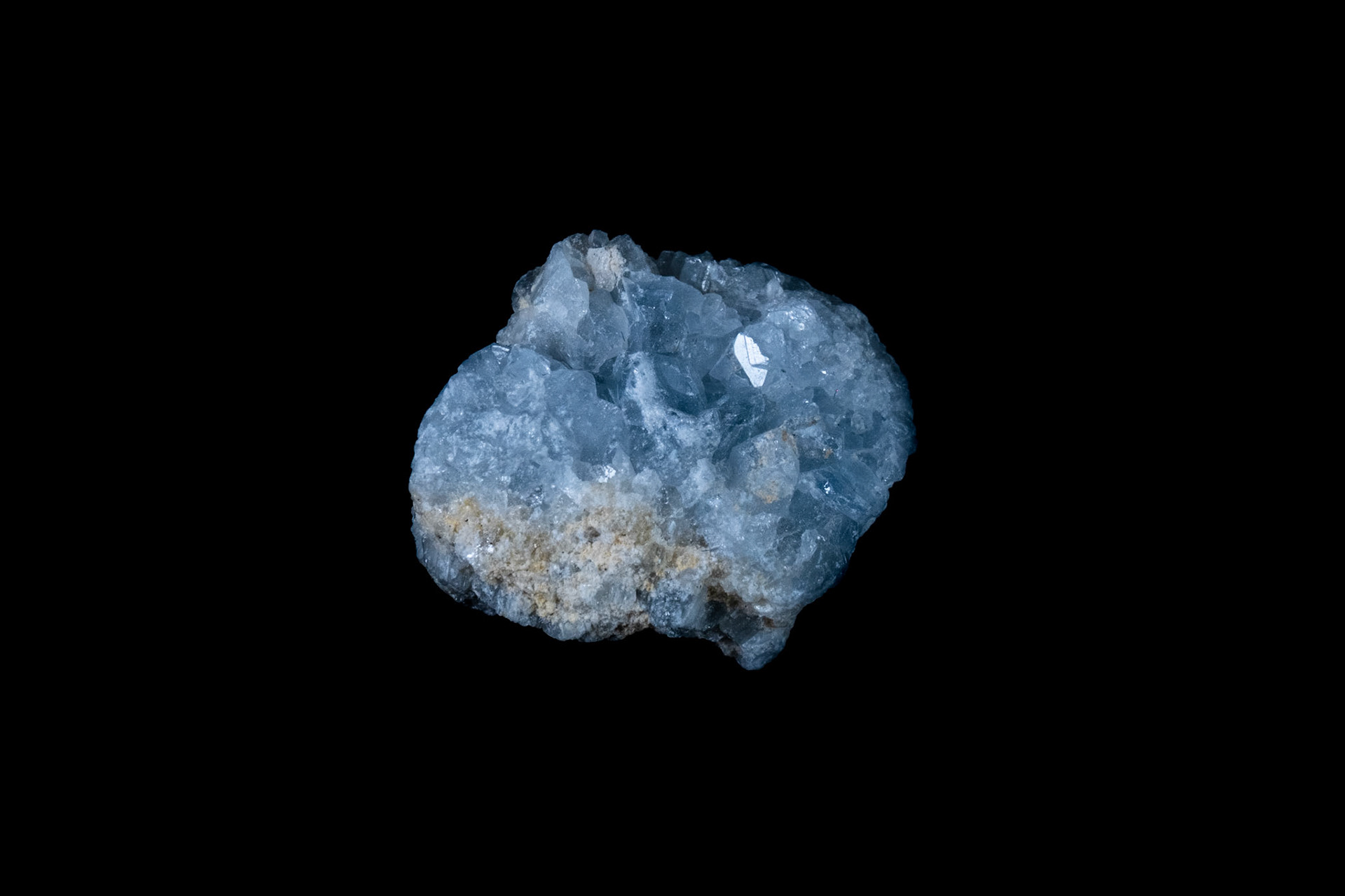 Blue Celestine Mineral on Black