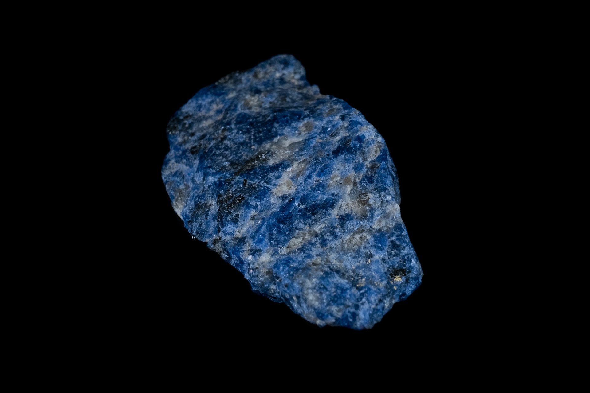 Blue Glaucochroite Mineral on Black