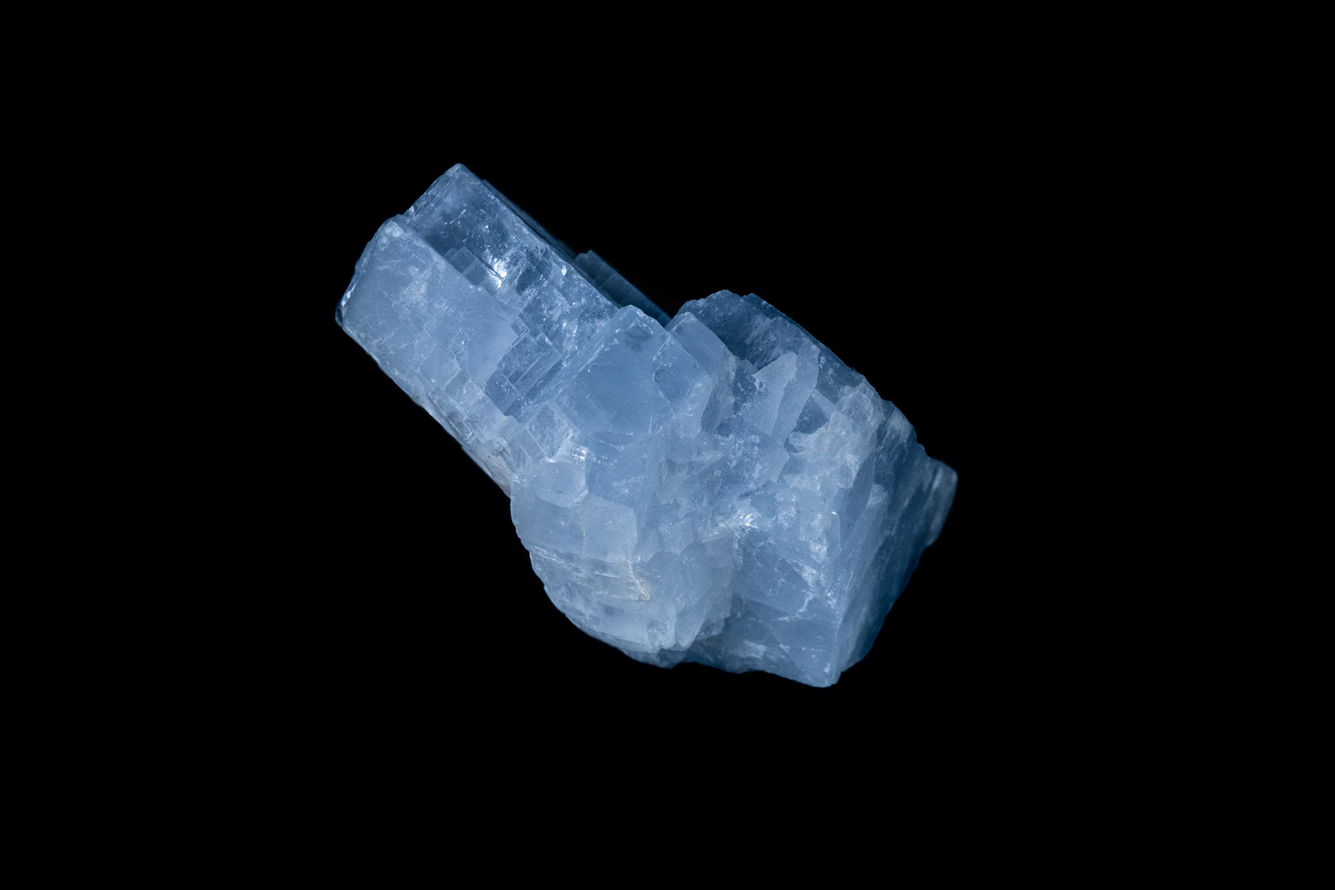 Blue Calcite Mineral on Black