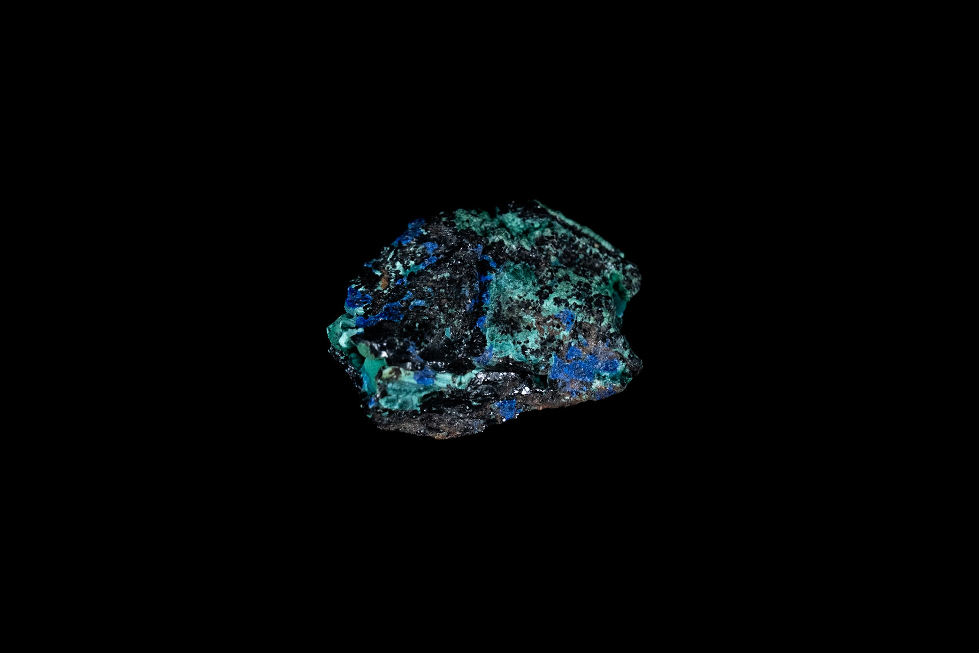 Blue Chrysocolla Mineral on Black