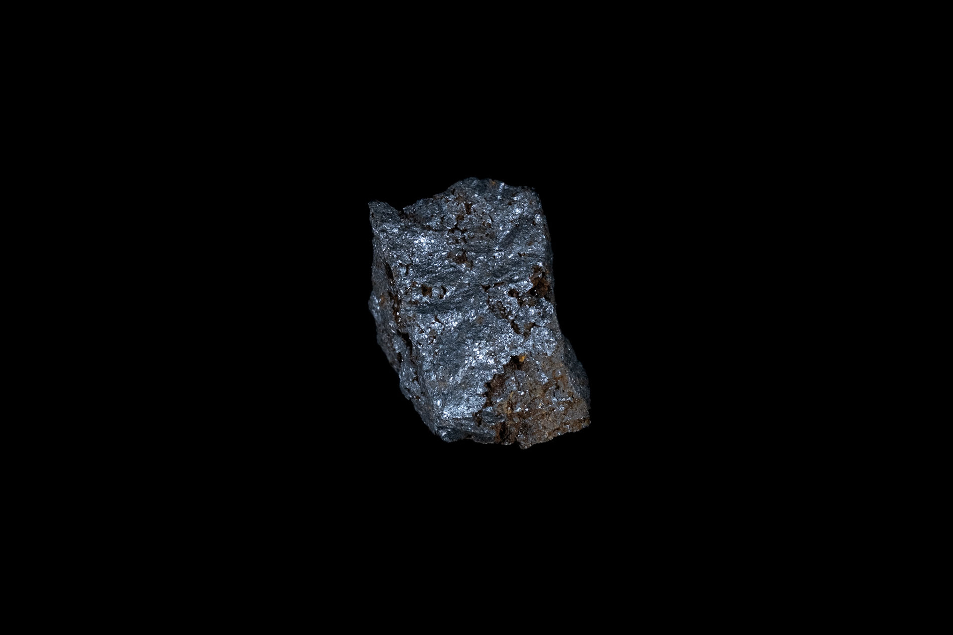 Dark Magnetite Mineral on Black