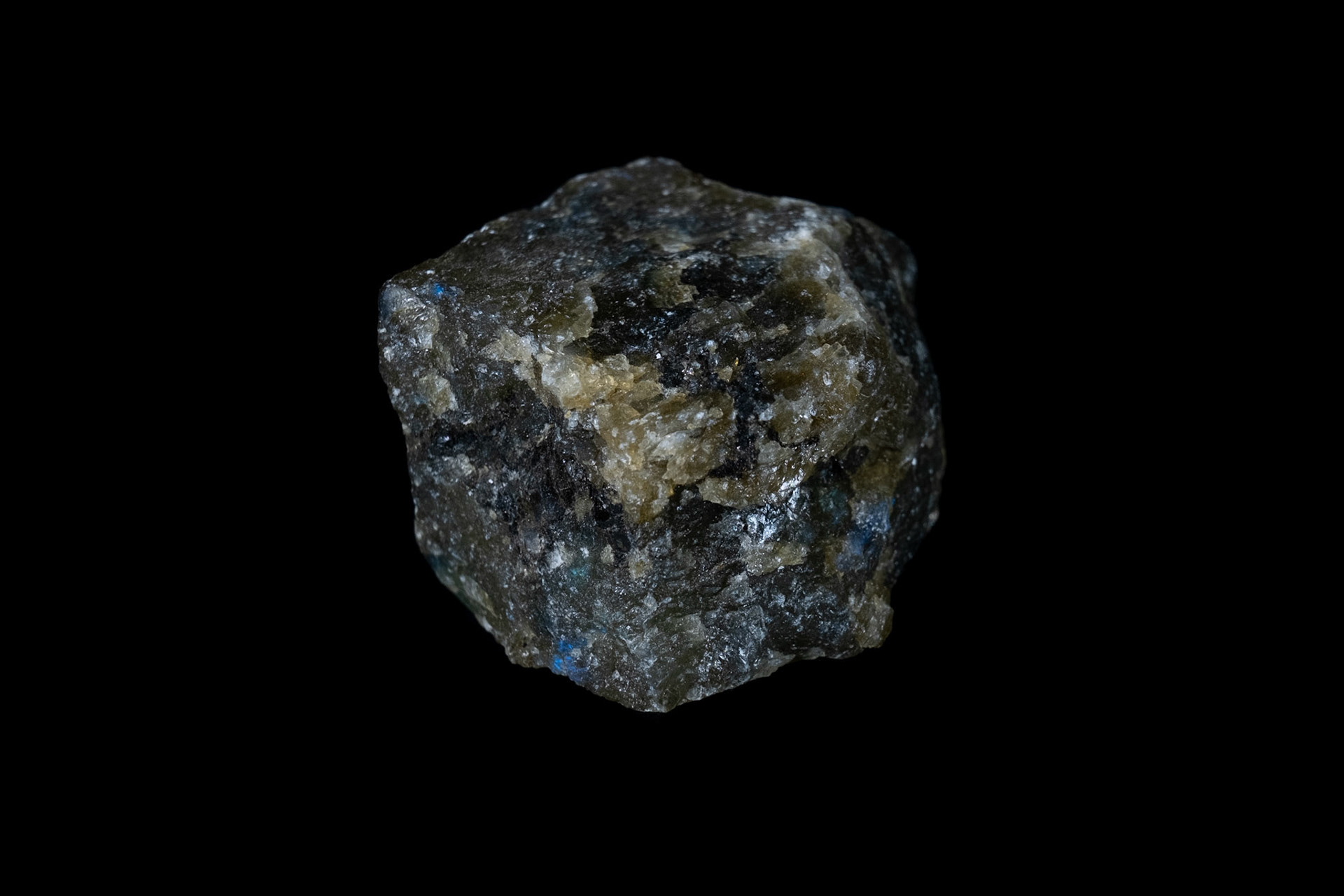 Blue Labradorite Mineral on Black