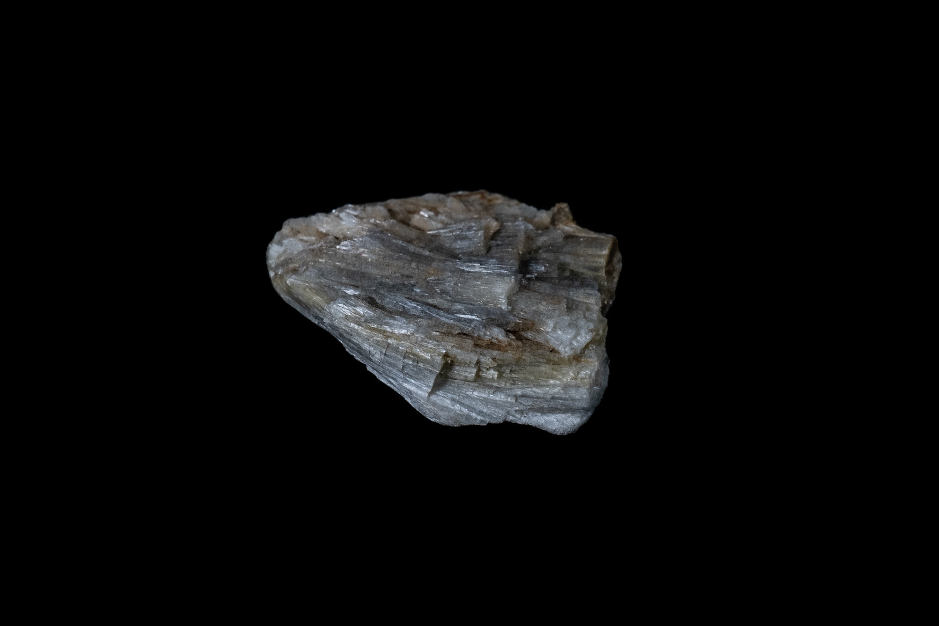 Grey Wollastonite Mineral on Black