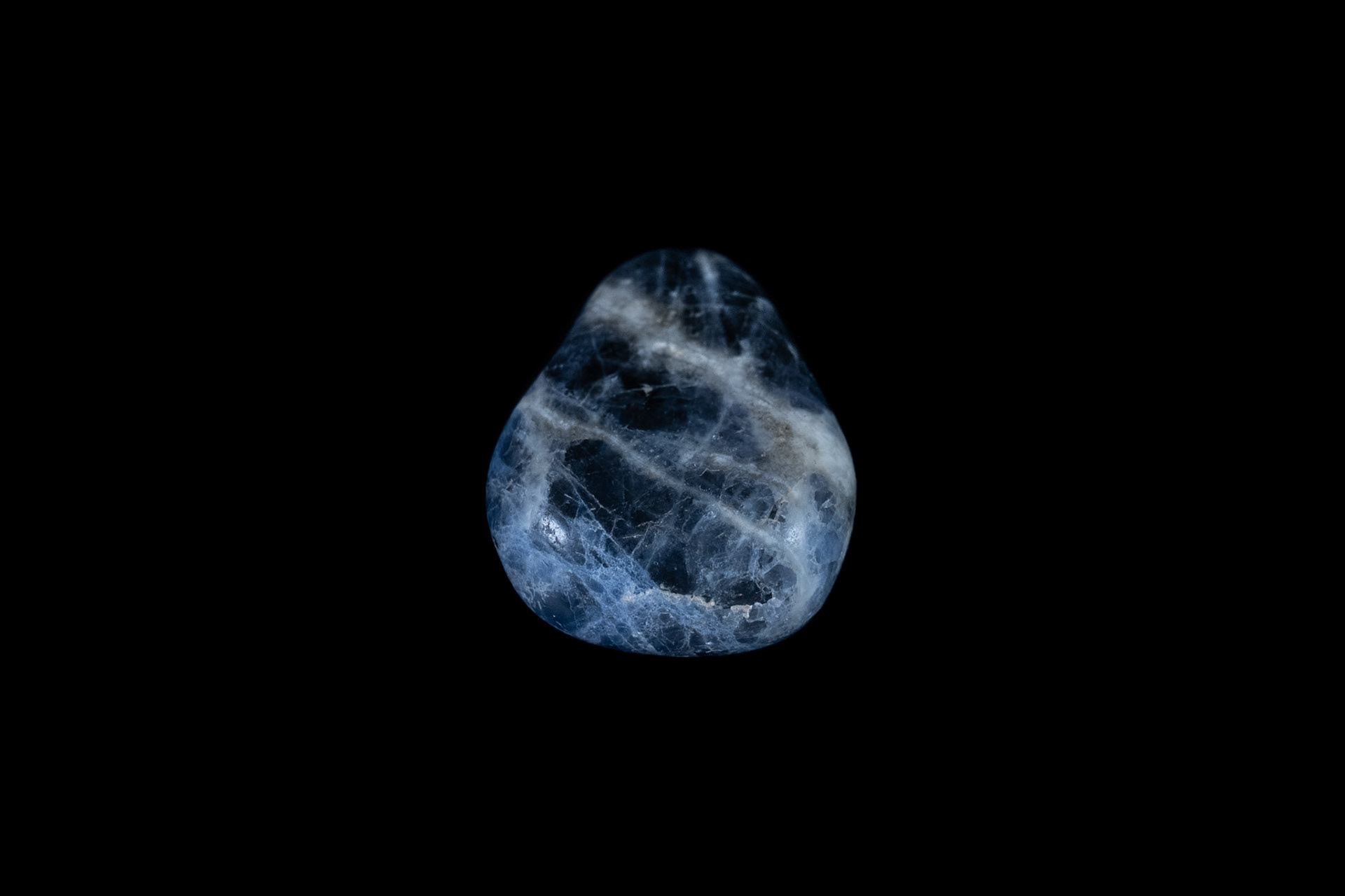 Blue Sodalite Mineral on Black