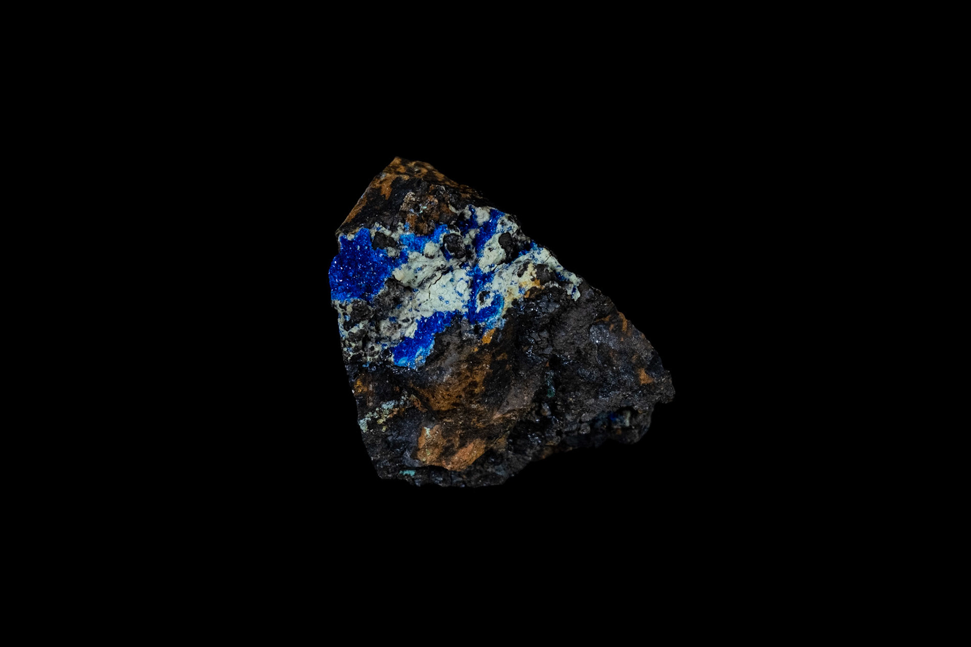 Blue Azurite Mineral on Black