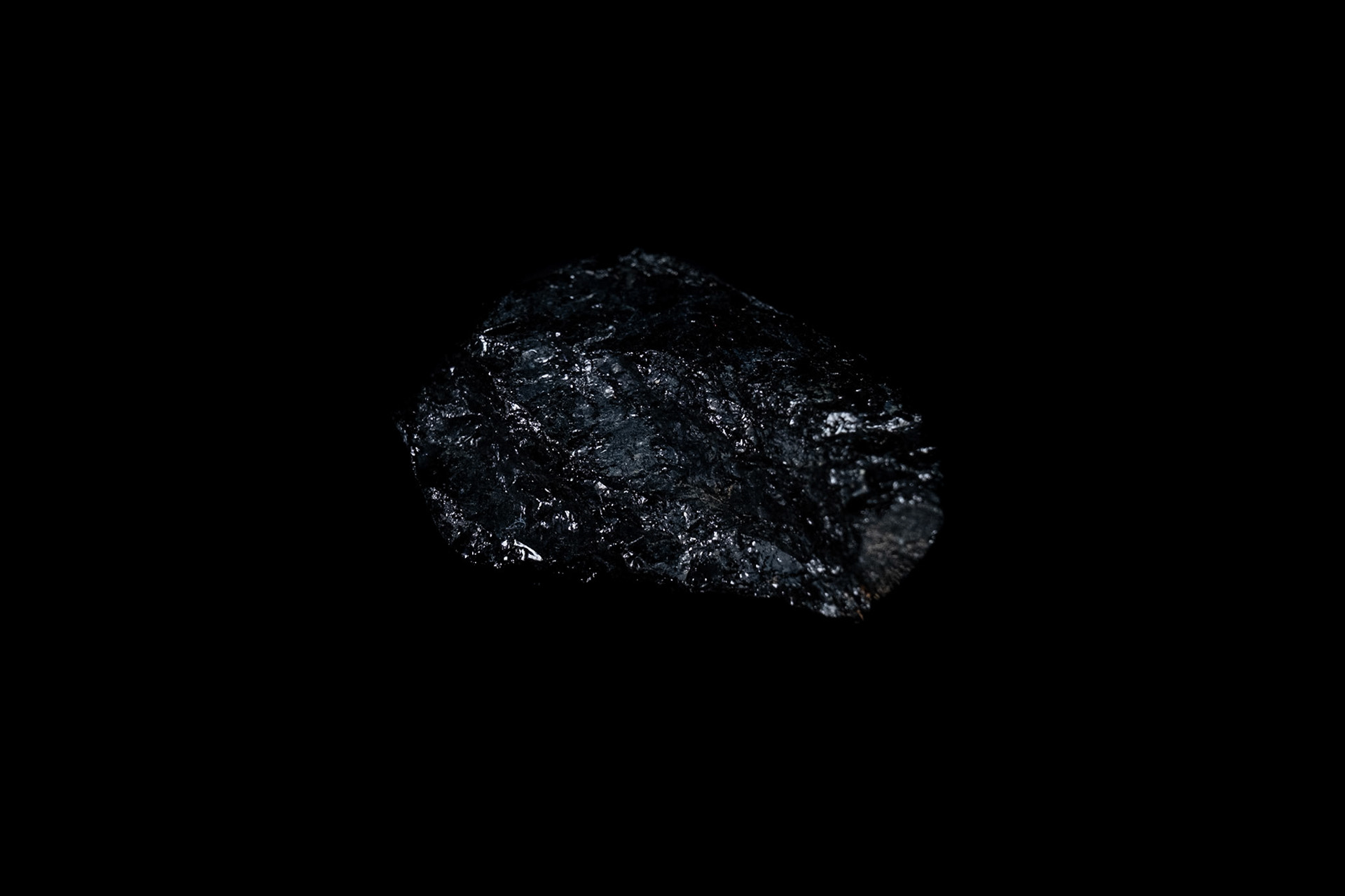 Black Tourmaline Mineral on Black