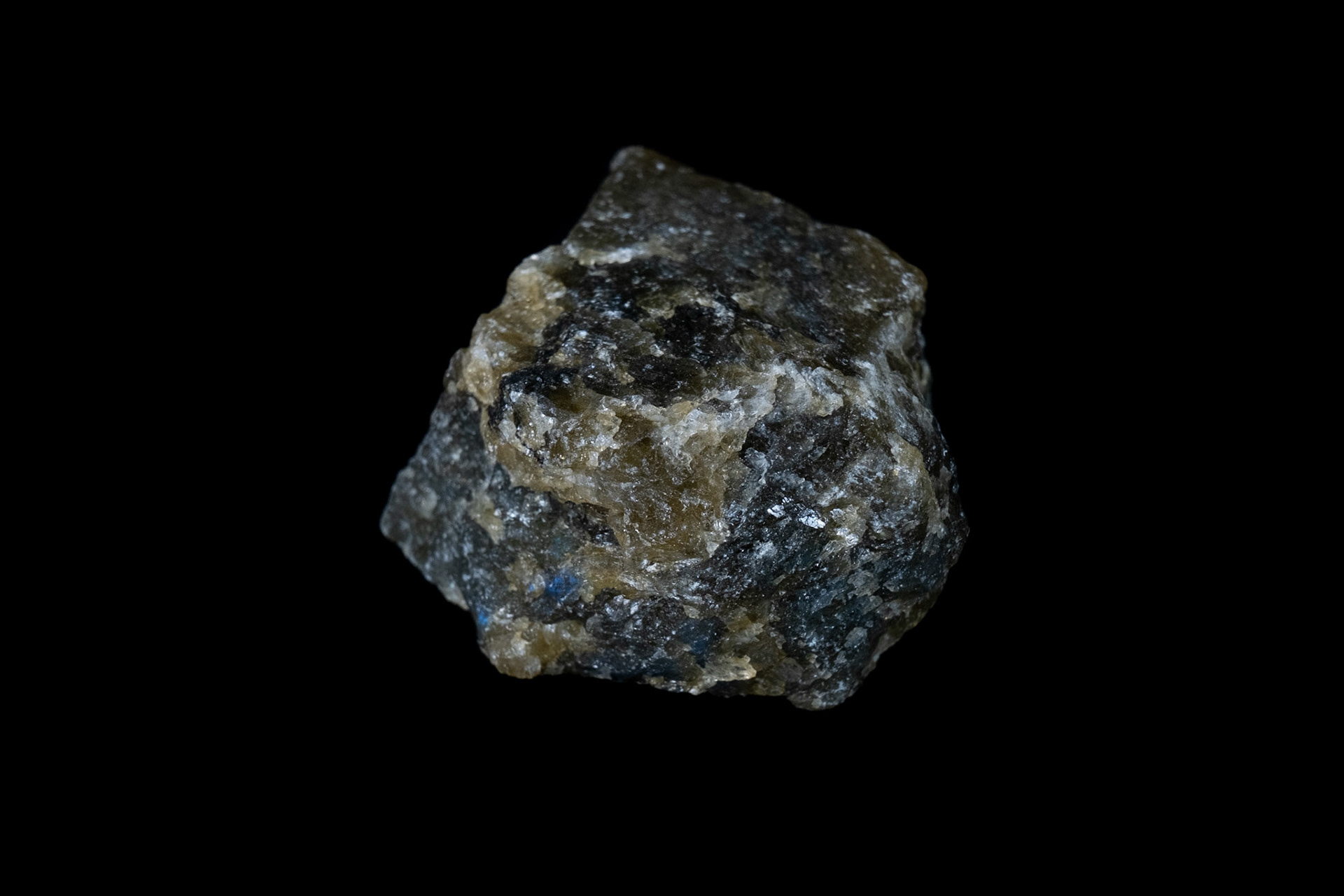 Blue Labradorite Mineral on Black