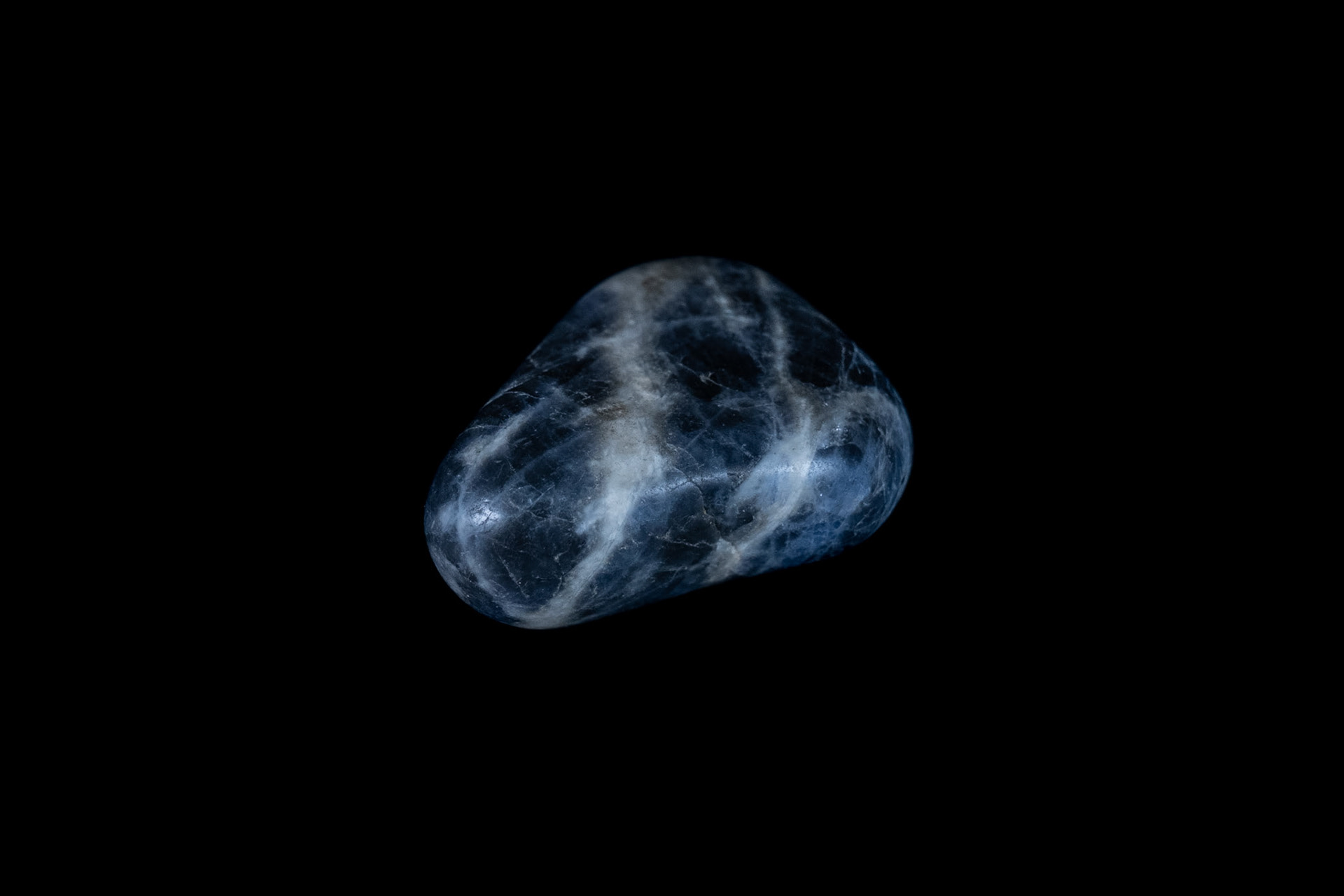 Blue Sodalite Mineral on Black