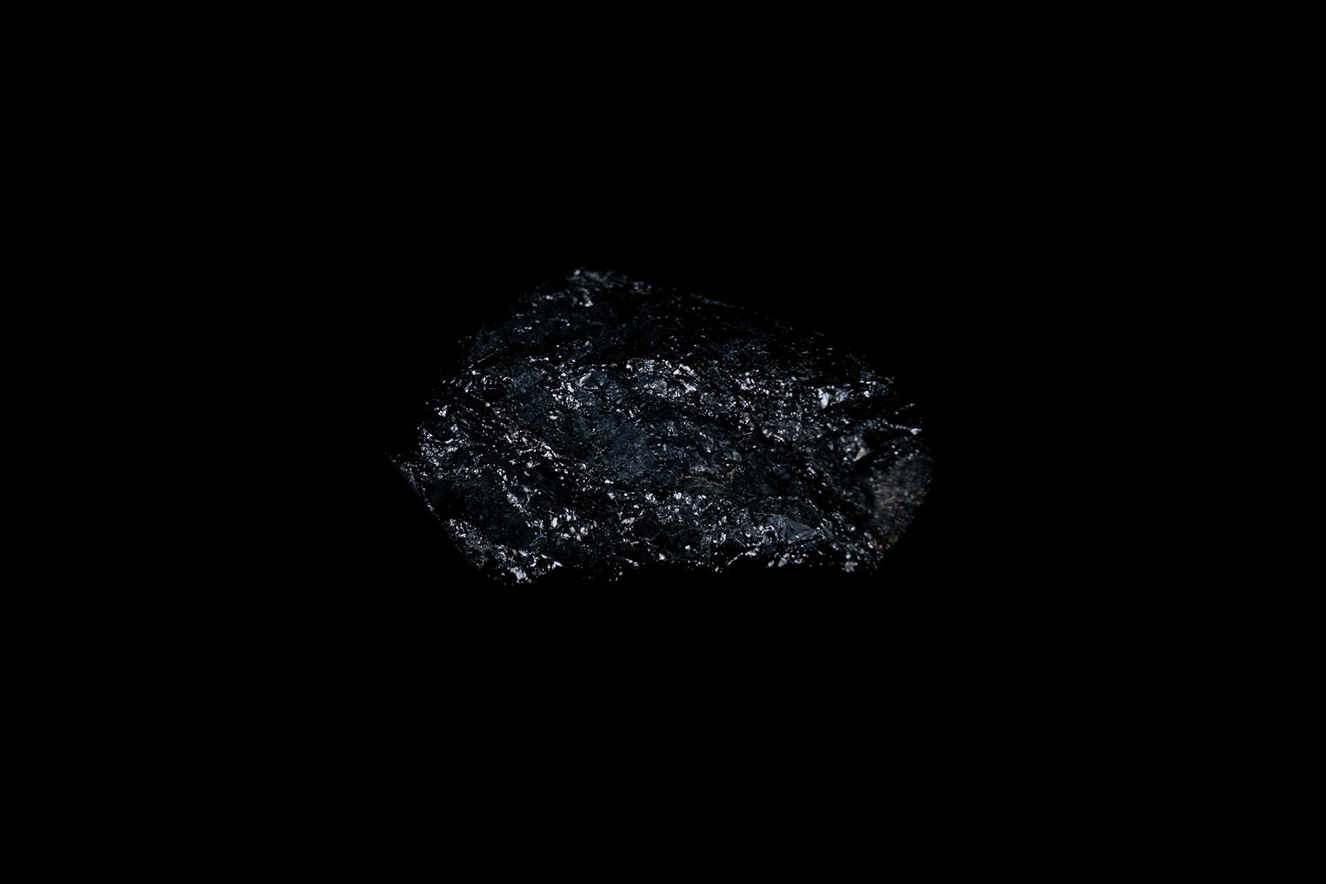 Black Tourmaline Mineral on Black