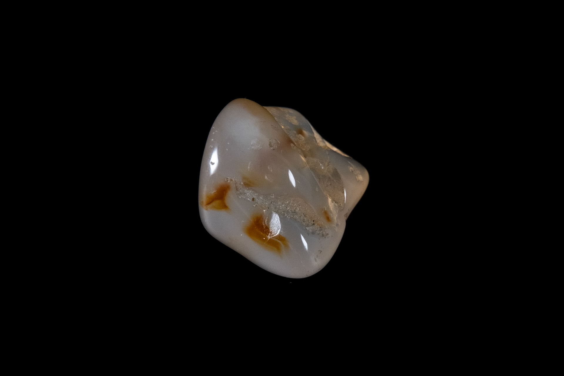 White Carnelian Mineral on Black