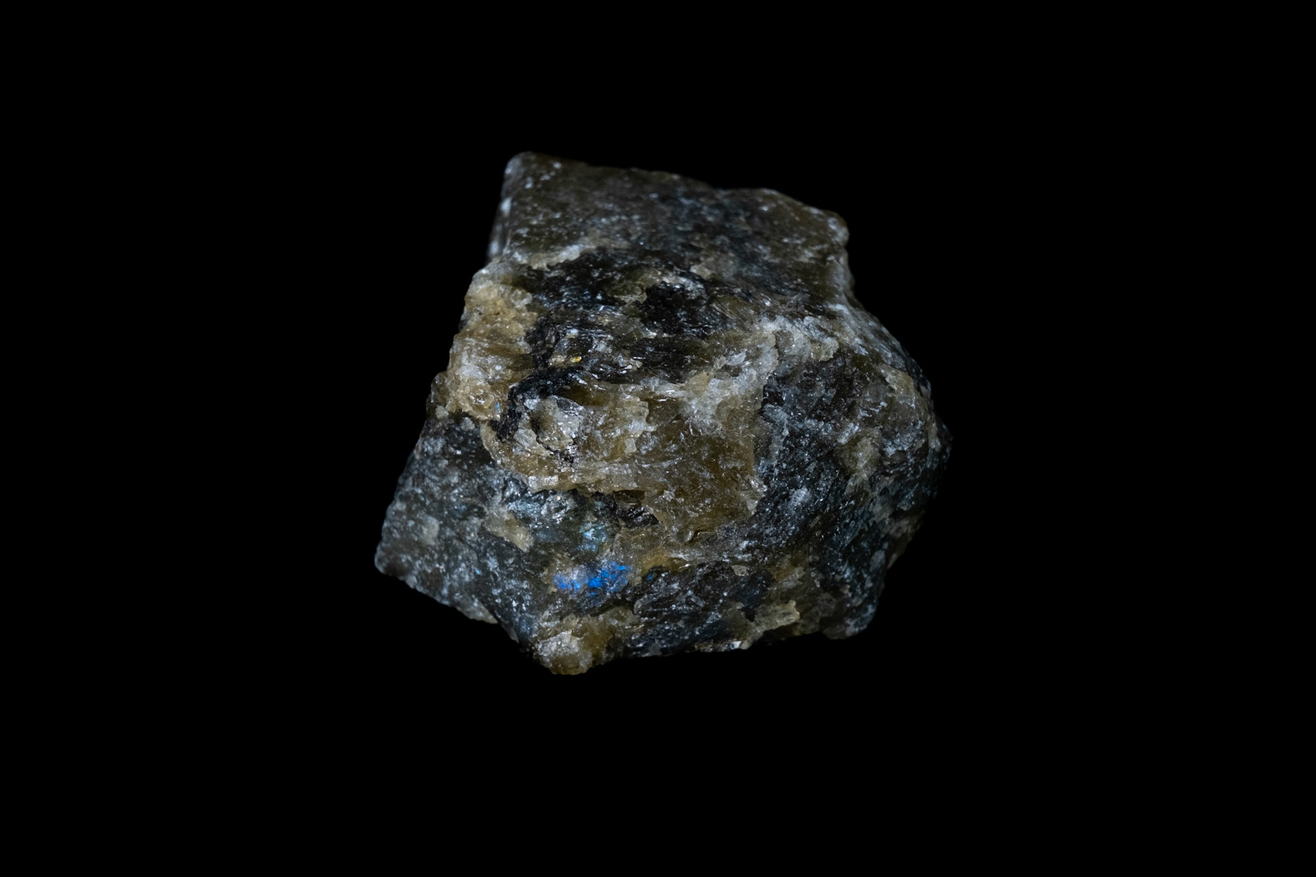 Blue Labradorite Mineral on Black