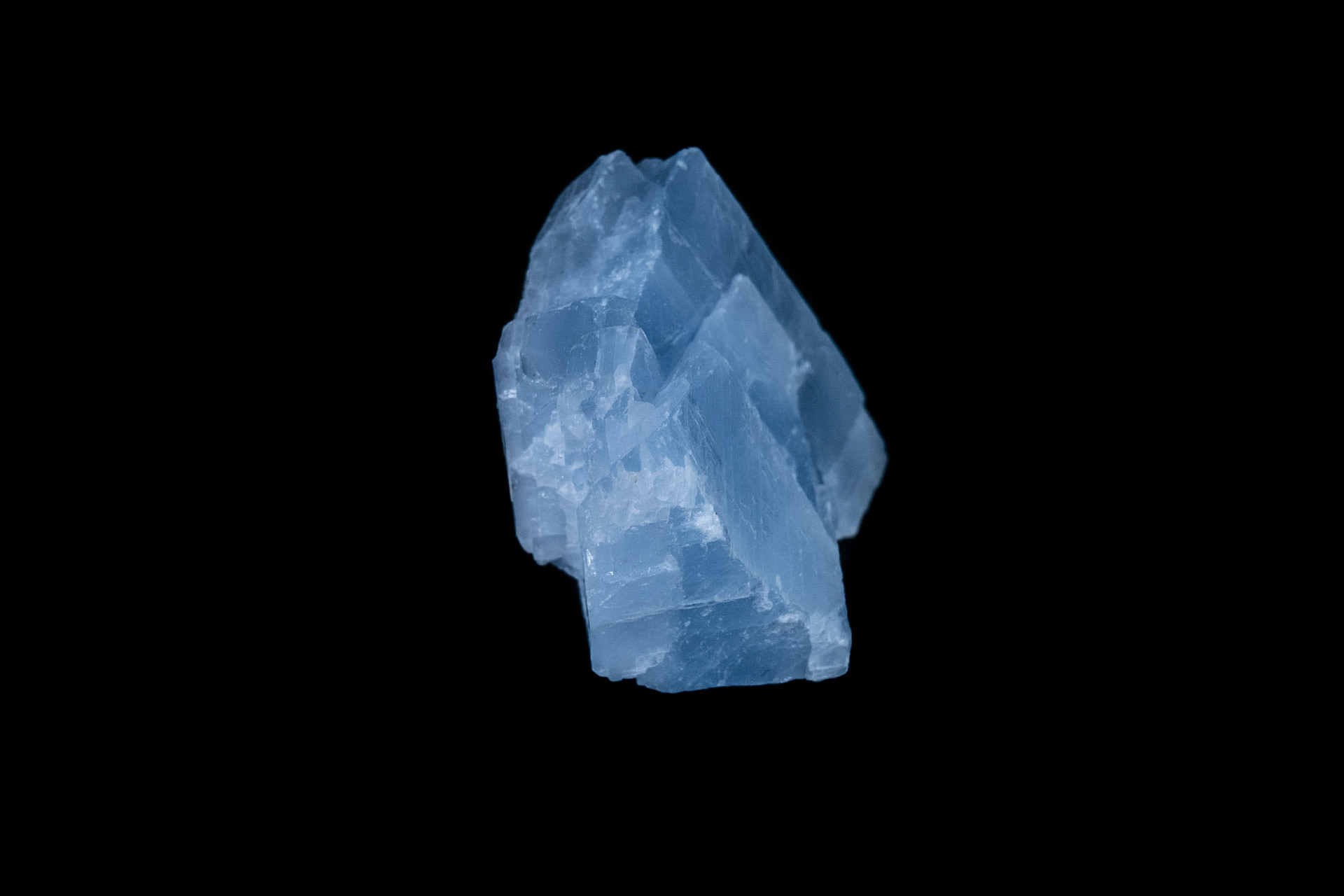 Blue Calcite Mineral on Black