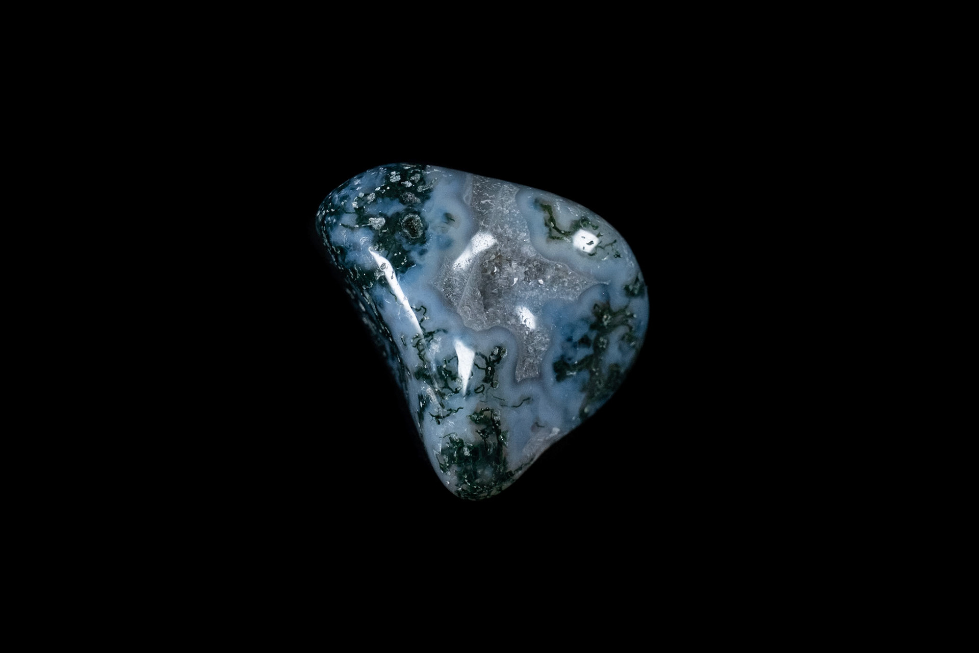 Moss Agate Mineral on Black
