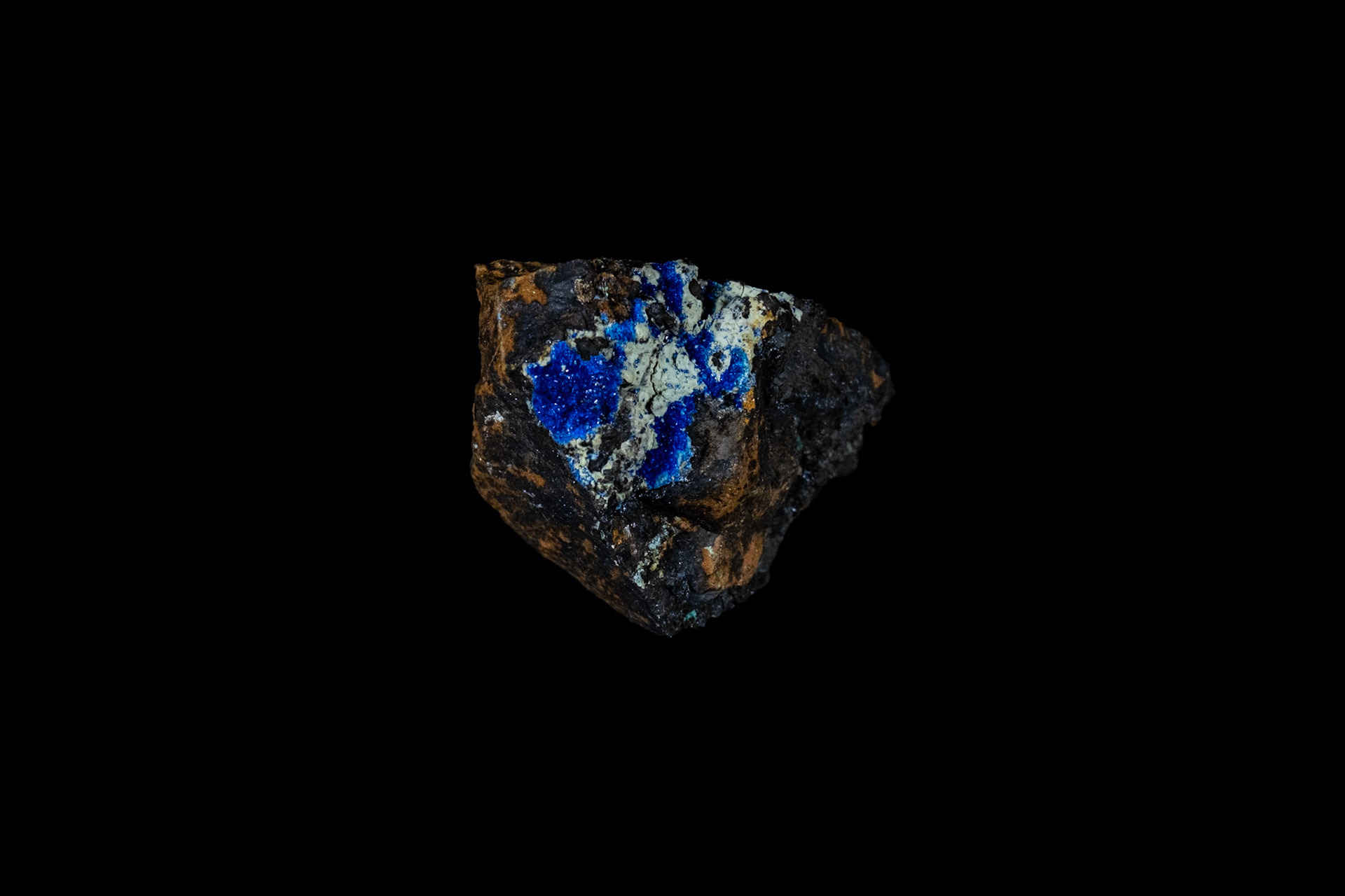 Blue Azurite Mineral on Black