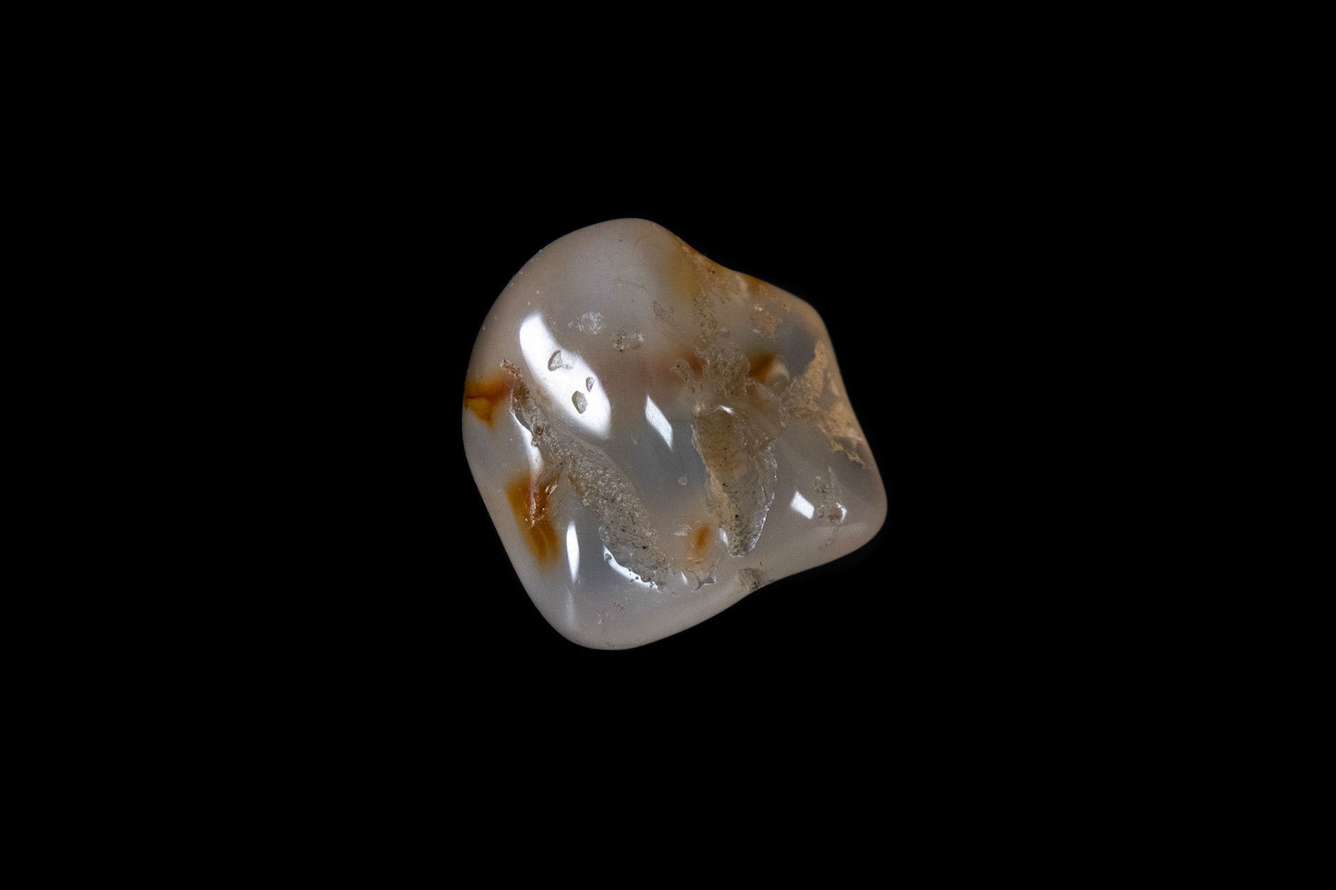 White Carnelian Mineral on Black