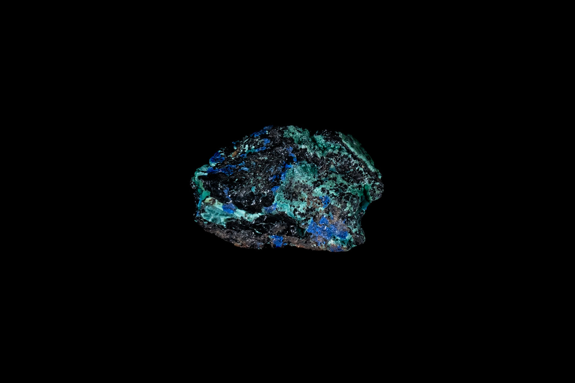 Blue Chrysocolla Mineral on Black