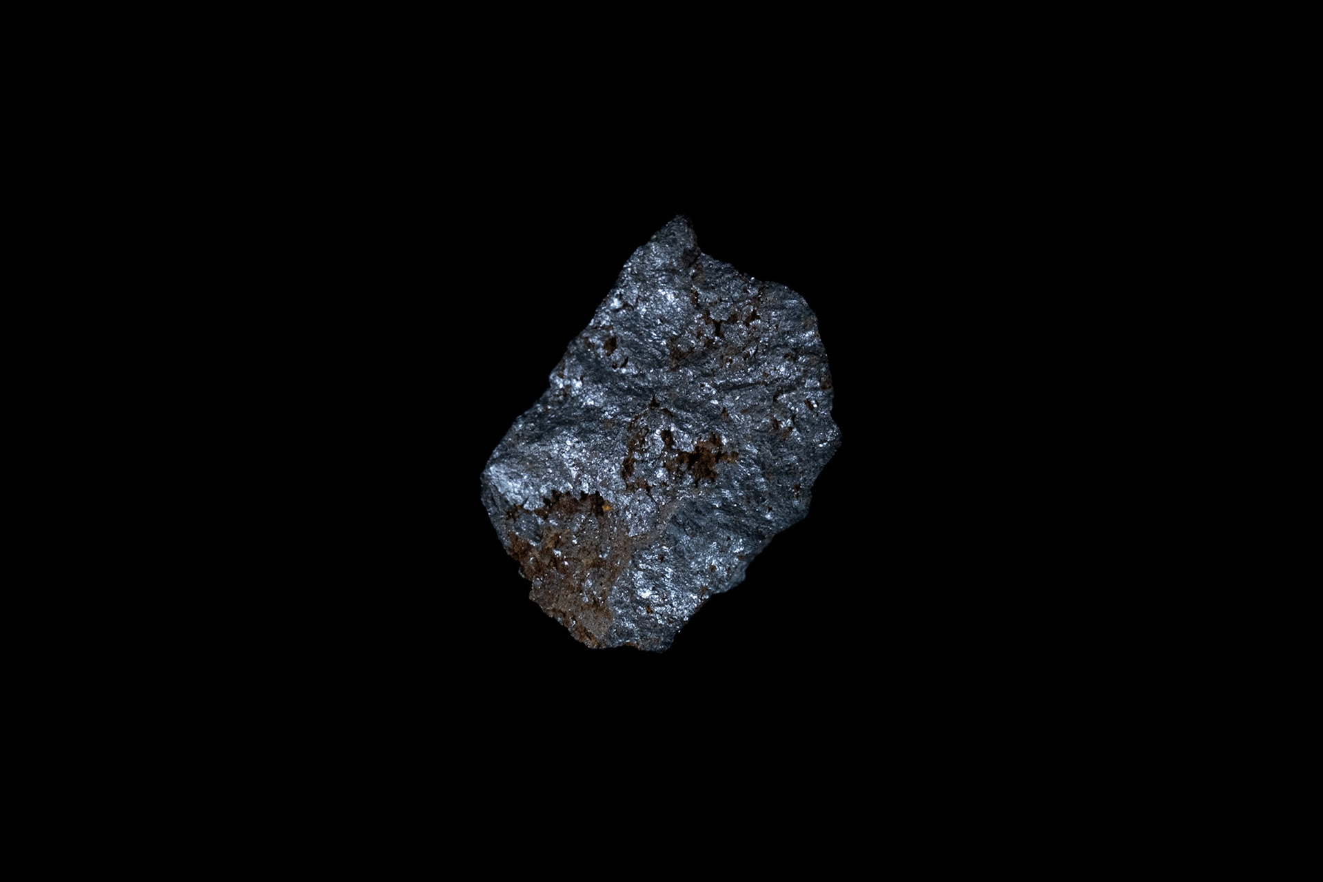 Dark Magnetite Mineral on Black