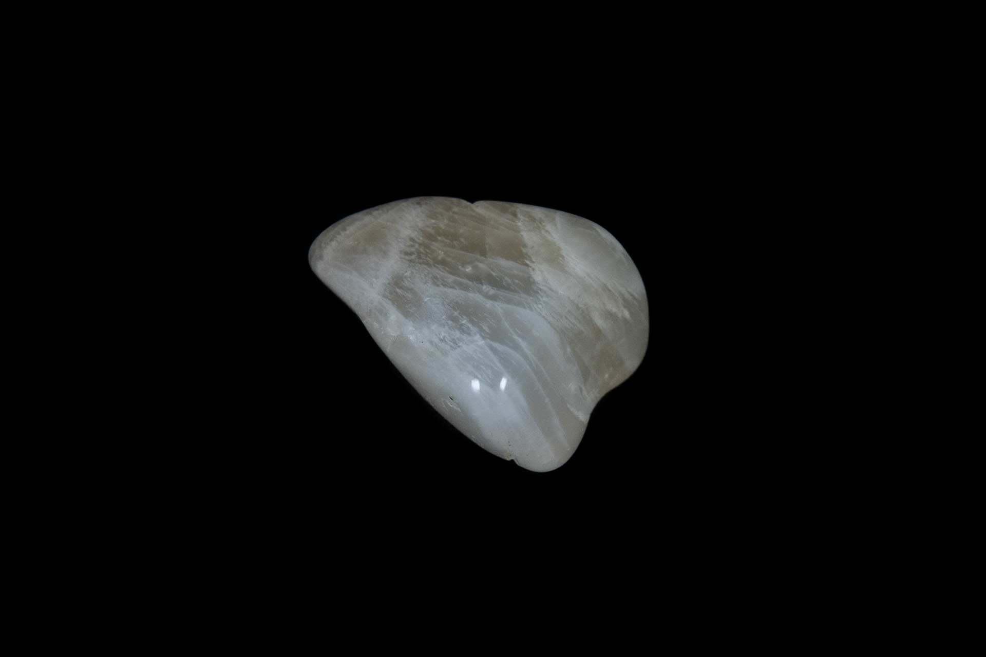 White Moonstone Rock on Black
