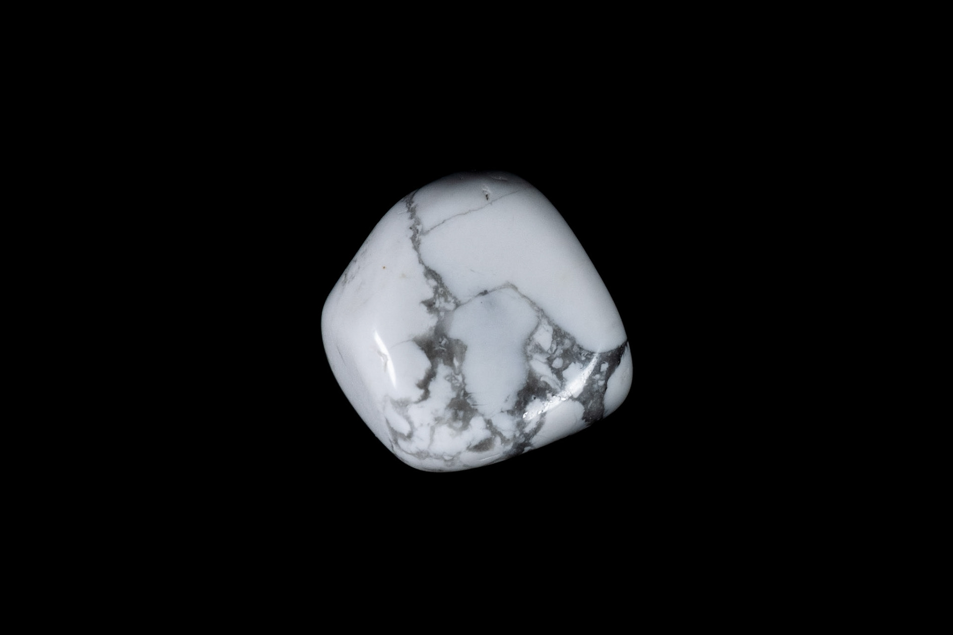 White Howlite Mineral on Black