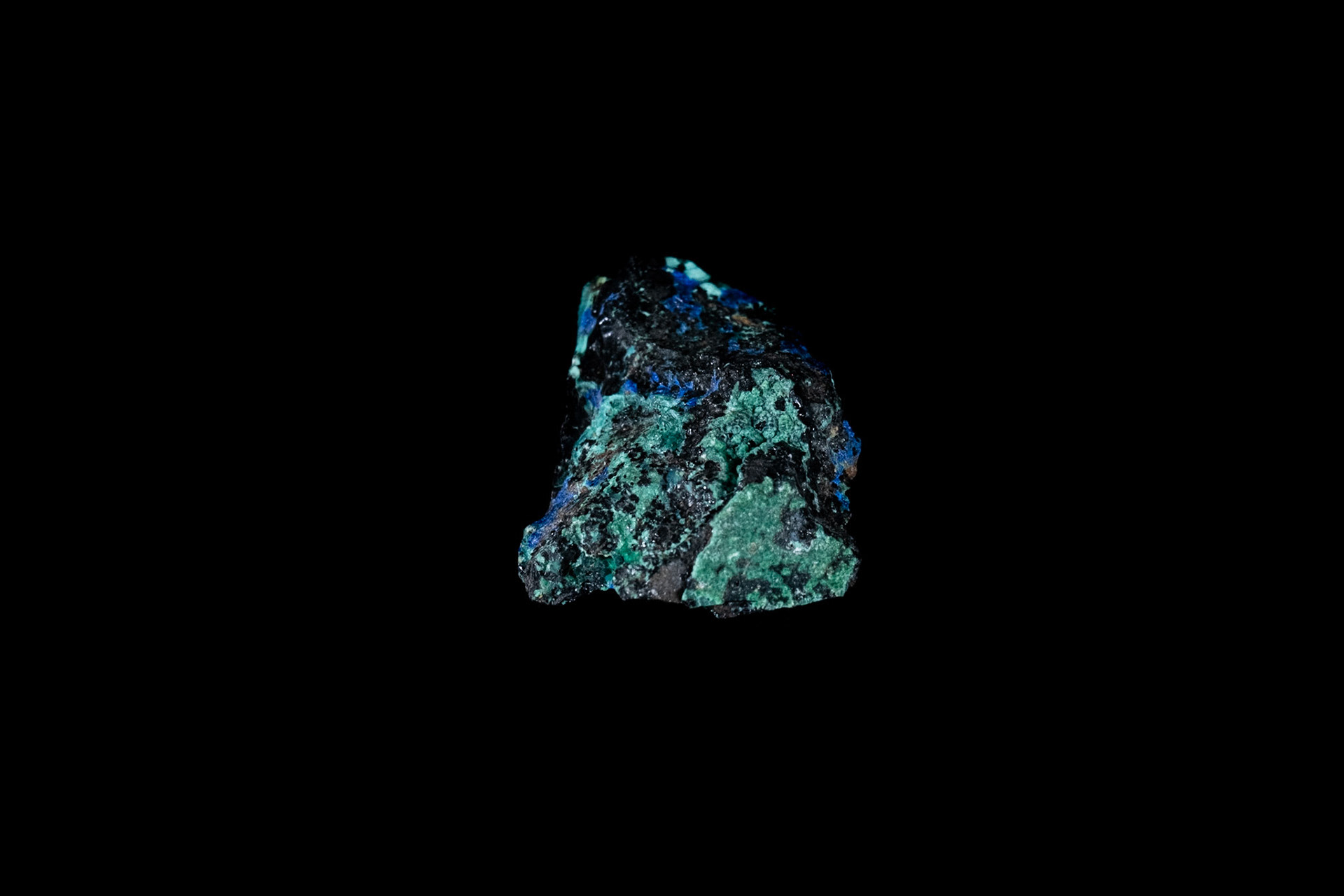 Blue Chrysocolla Mineral on Black