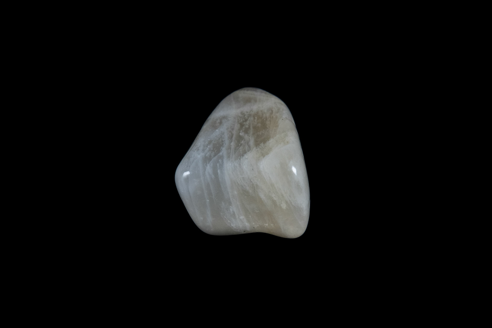 White Moonstone Rock on Black