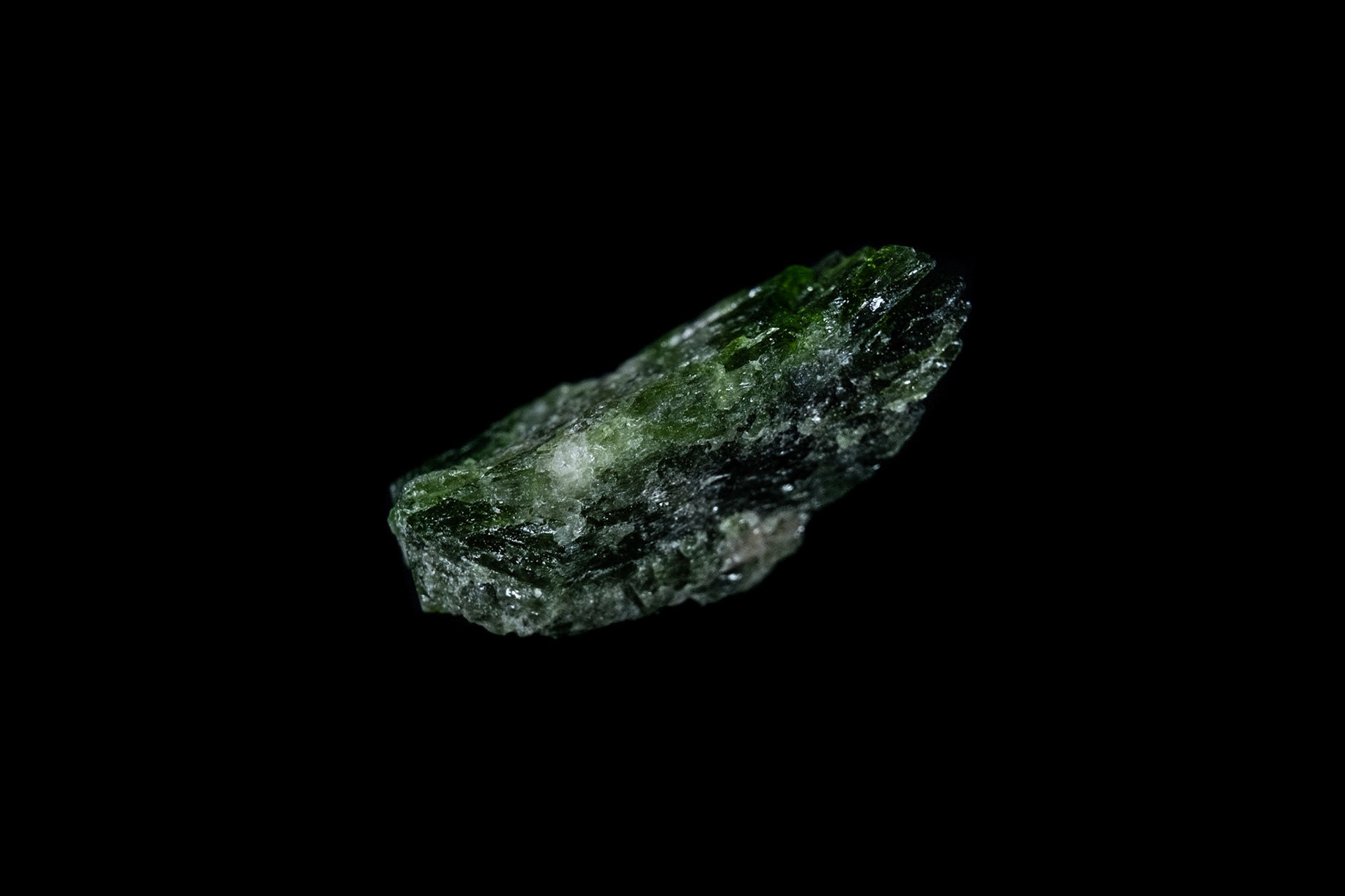 Green Diopside Mineral on Black