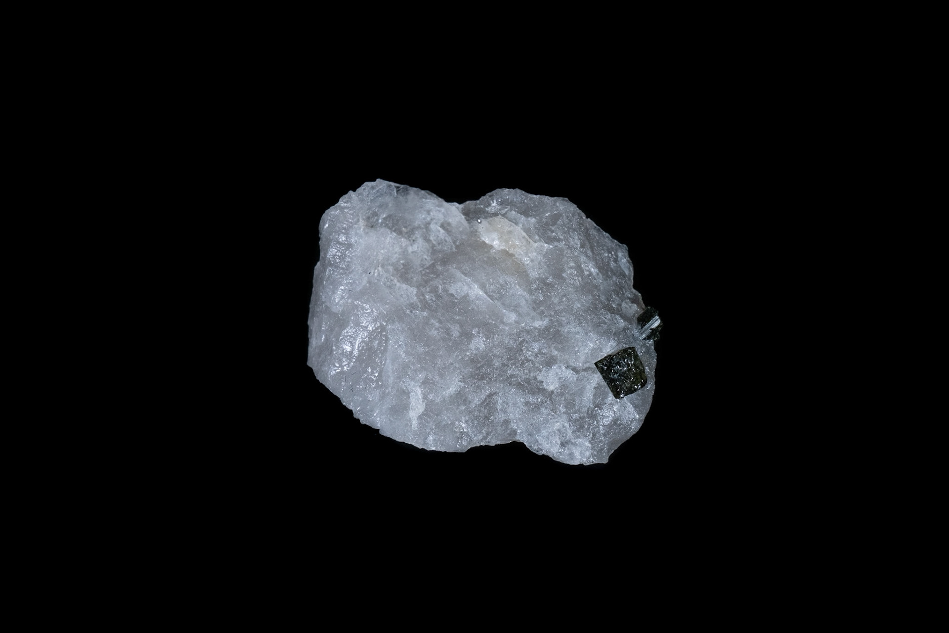 Green Tourmaline Mineral on Black