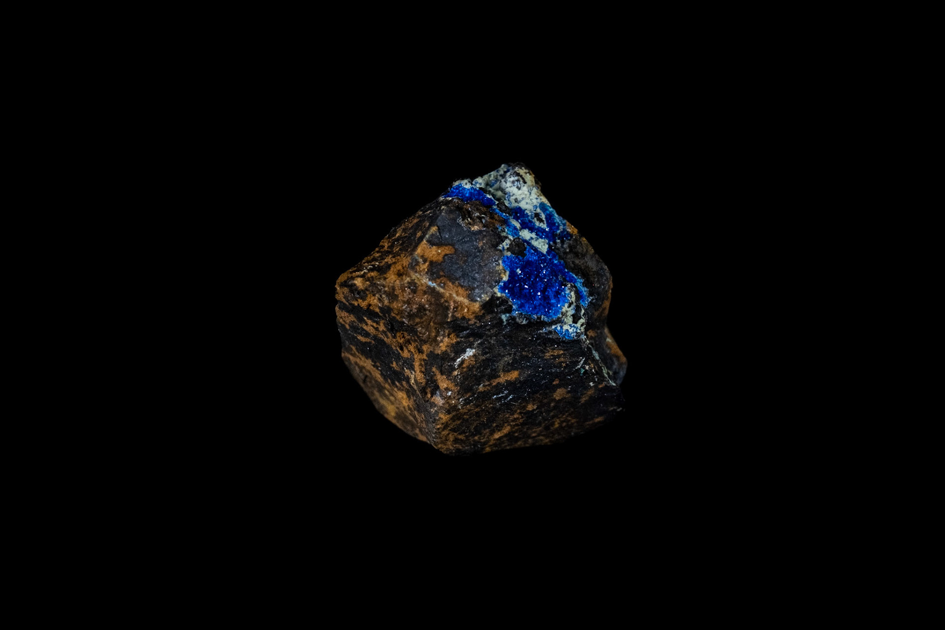 Blue Azurite Mineral on Black