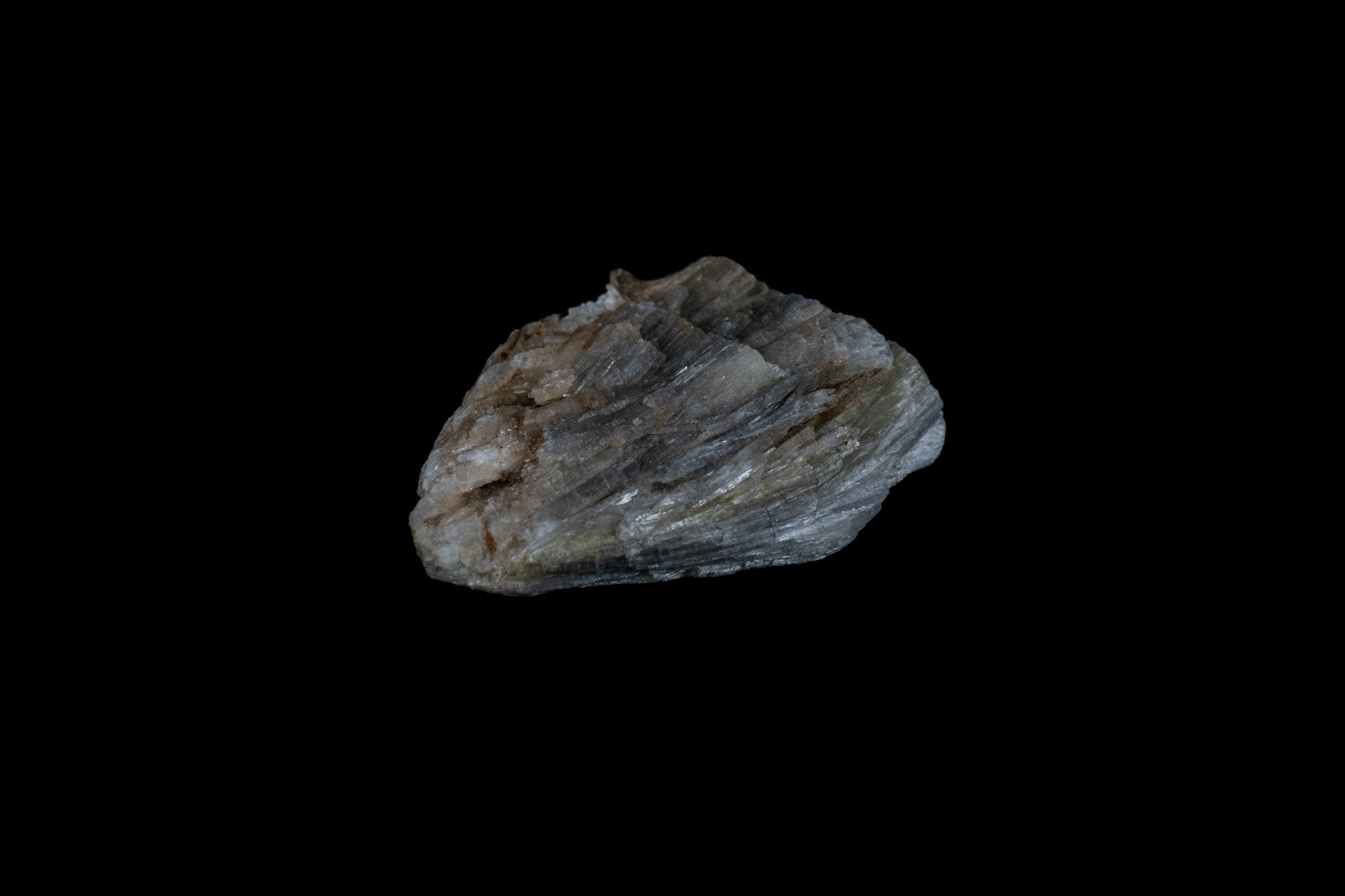 Grey Wollastonite Mineral on Black