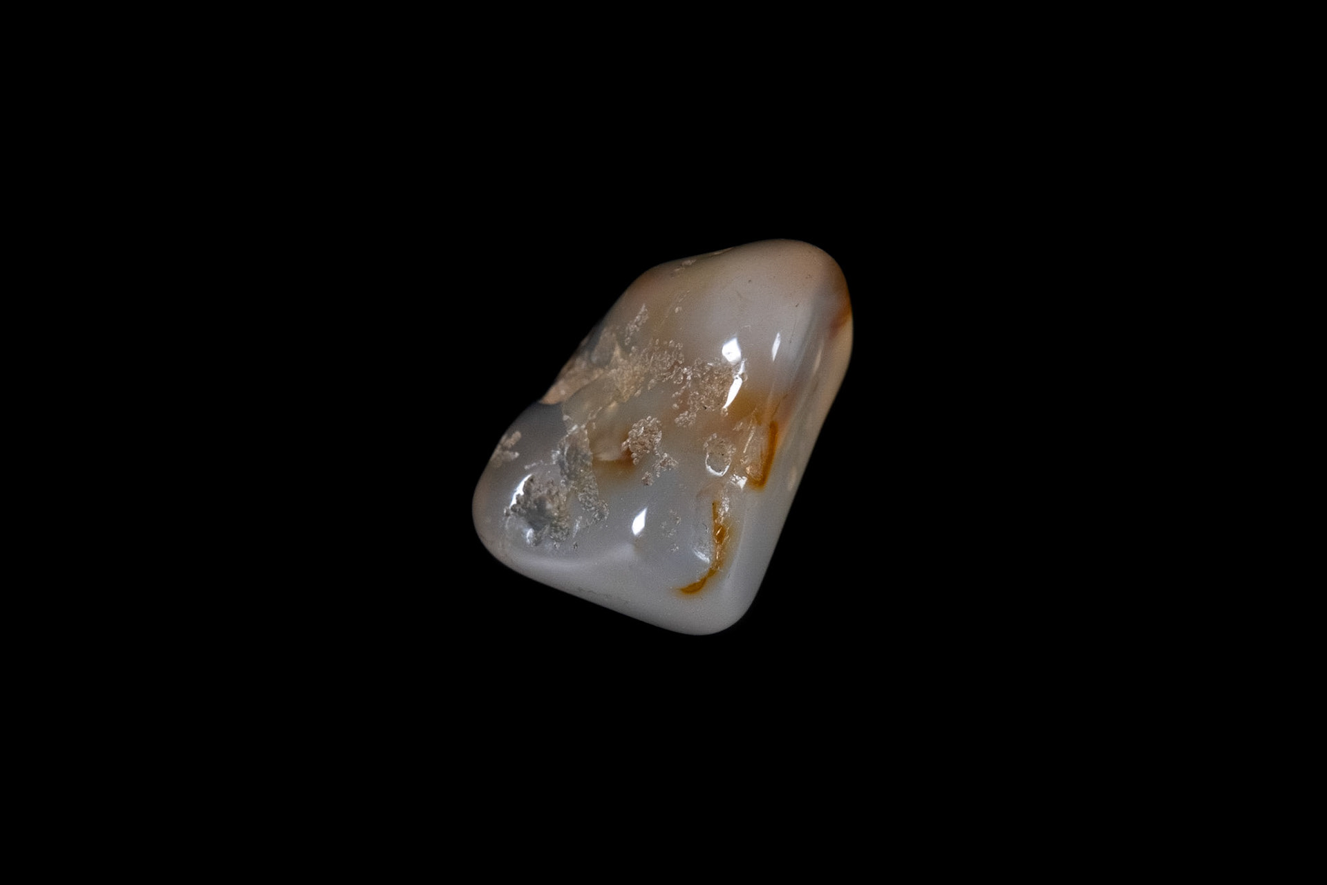 White Carnelian Mineral on Black
