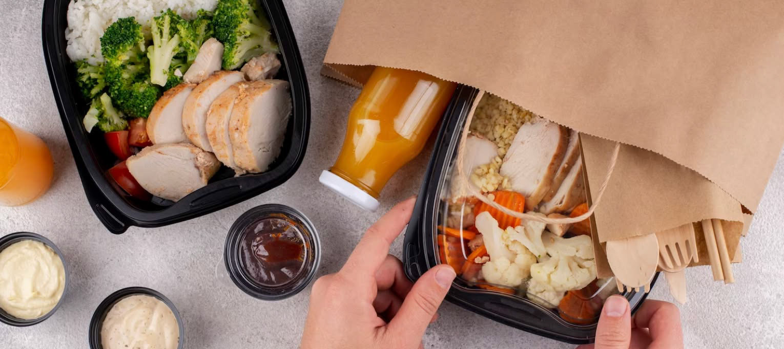 Plastieken schaaltjes voor take-away gerechten