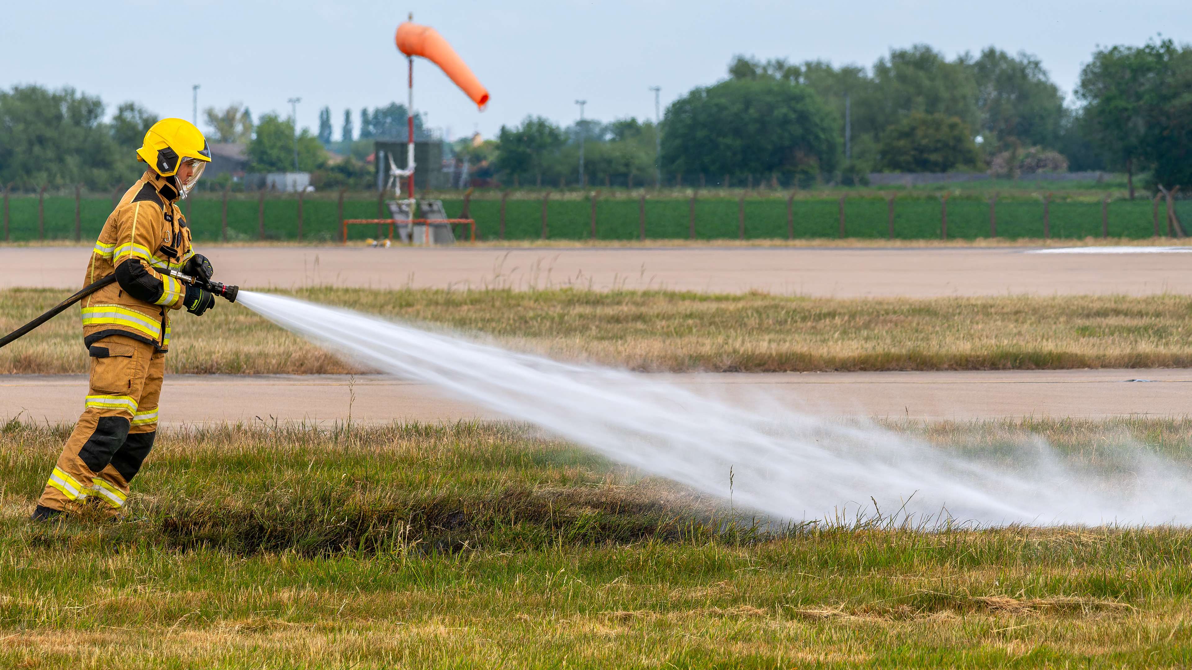 Firecrew putting out flare fire